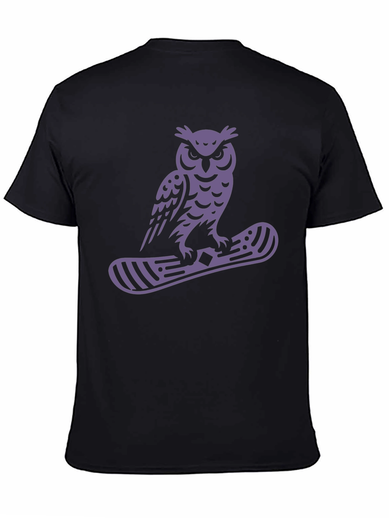 Owl Snowboard Graphic Tee - Black Cotton Blend