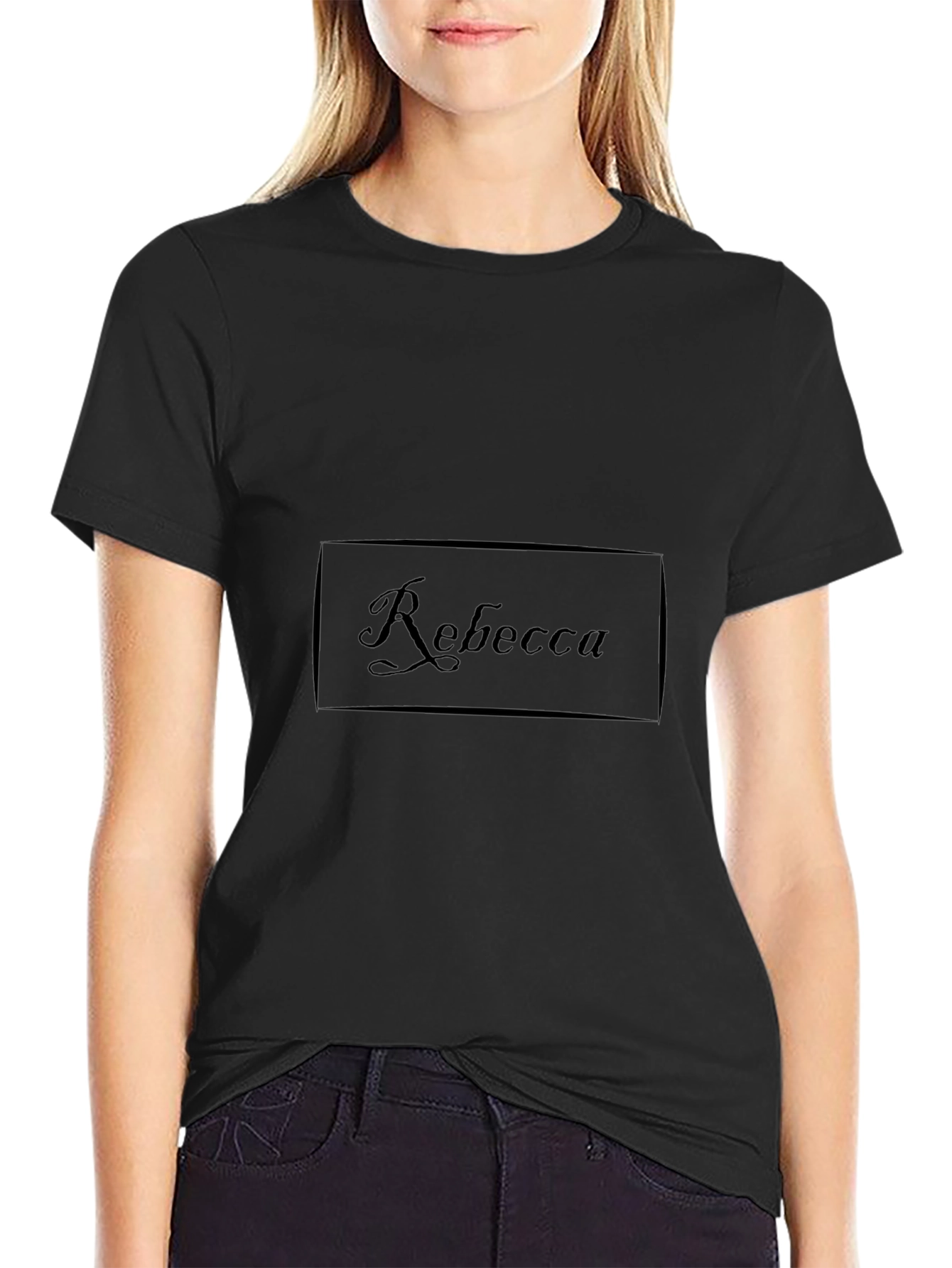 Personalized Rebecca Tee - Classic Black Soft Cotton