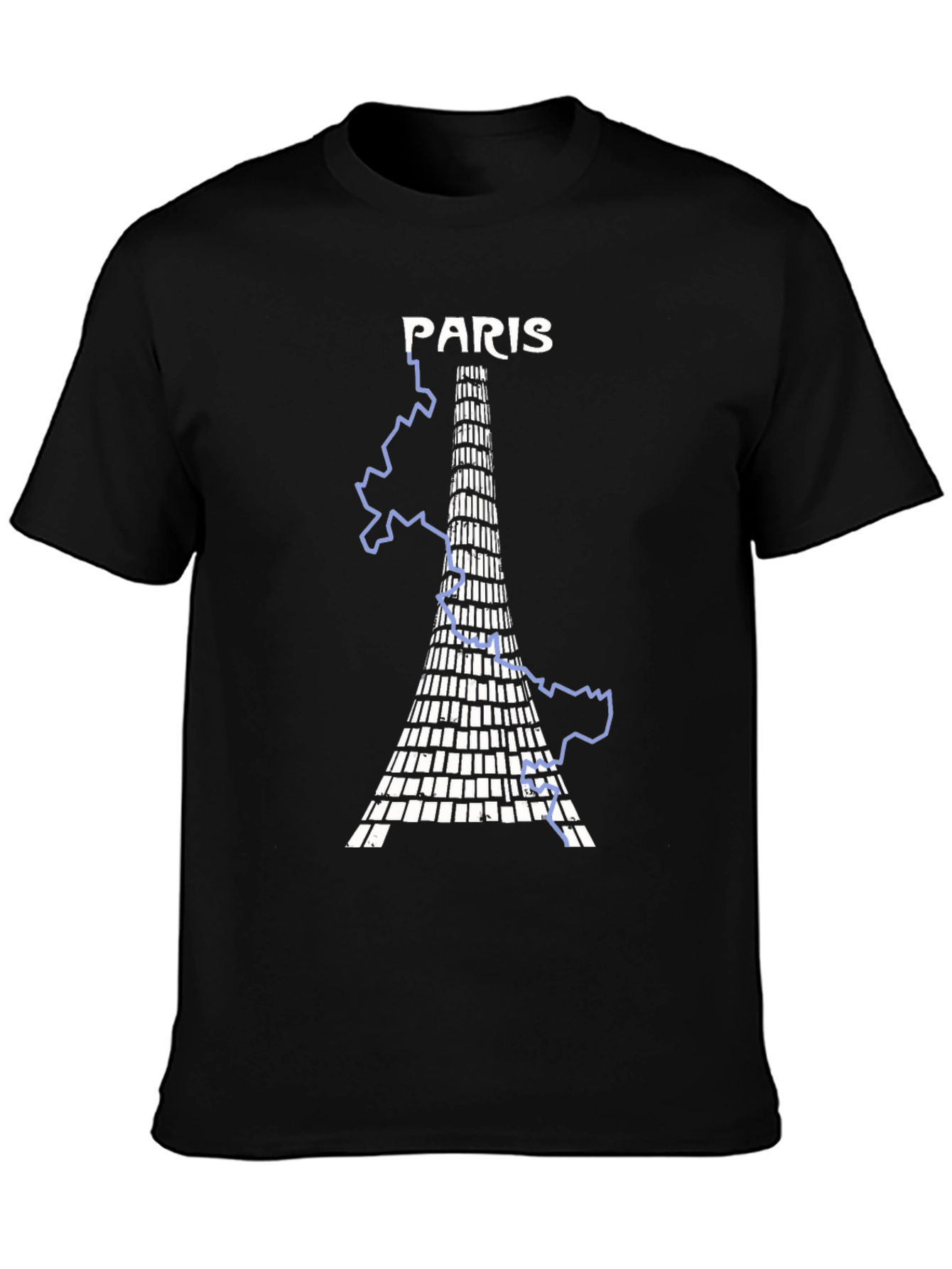 Paris Eiffel Tower Graphic Tee - Black Cotton Blend
