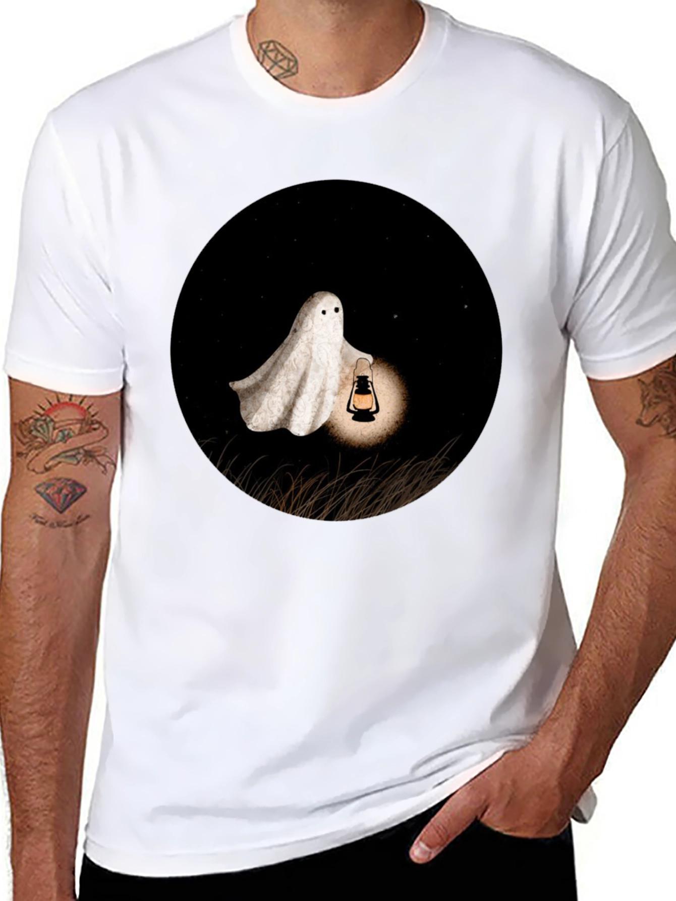 Ghost Lantern T-Shirt - Spooky Season Apparel