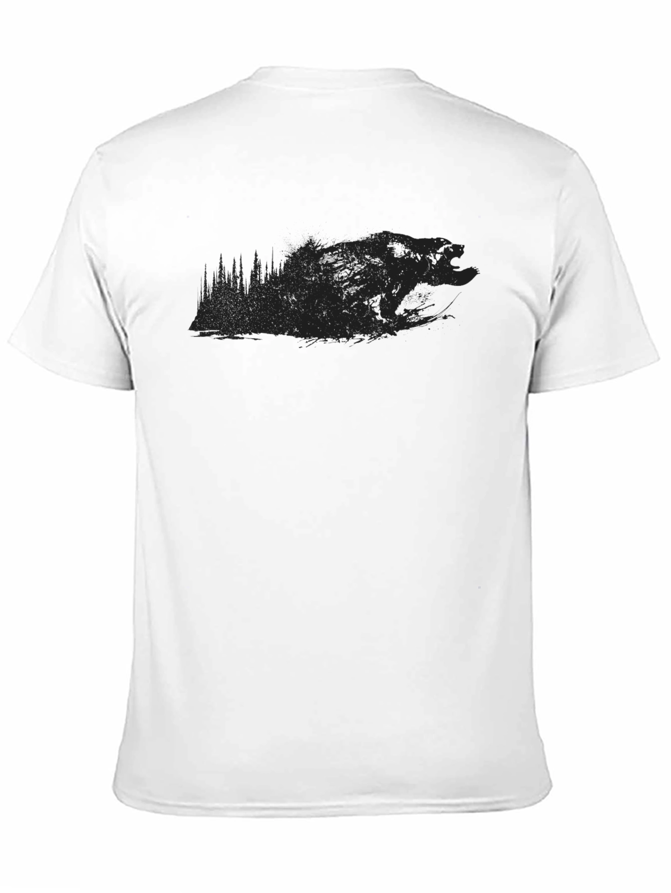 Mens Black Graphic T-Shirt - Bear Silhouette Design
