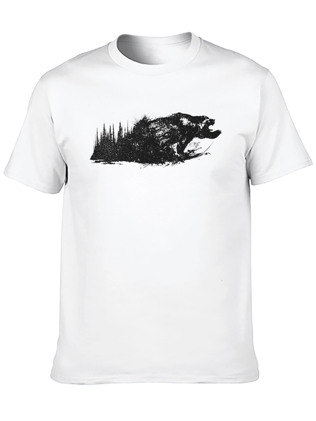 Mens Black Graphic T-Shirt - Bear Silhouette Design