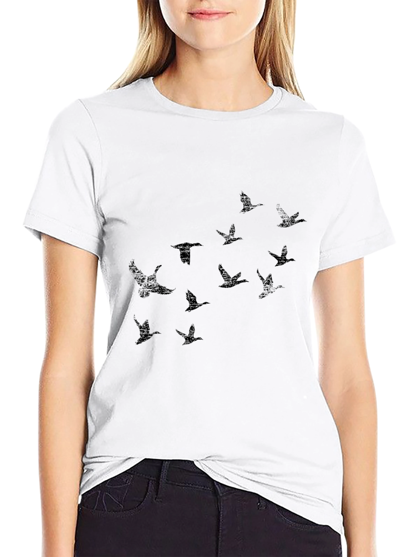 Flock Print Crew Neck T-Shirt