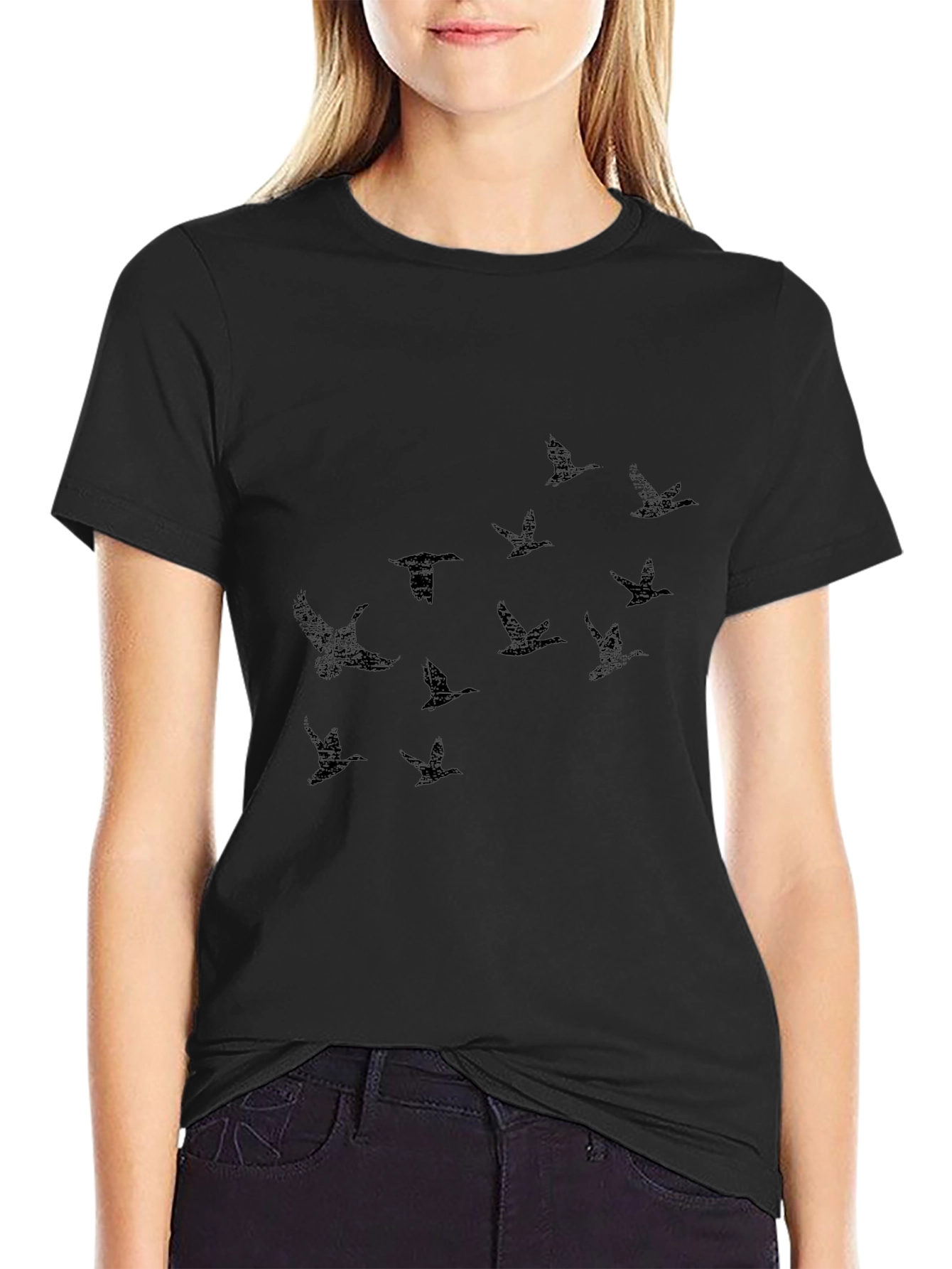 Flock Print Crew Neck T-Shirt