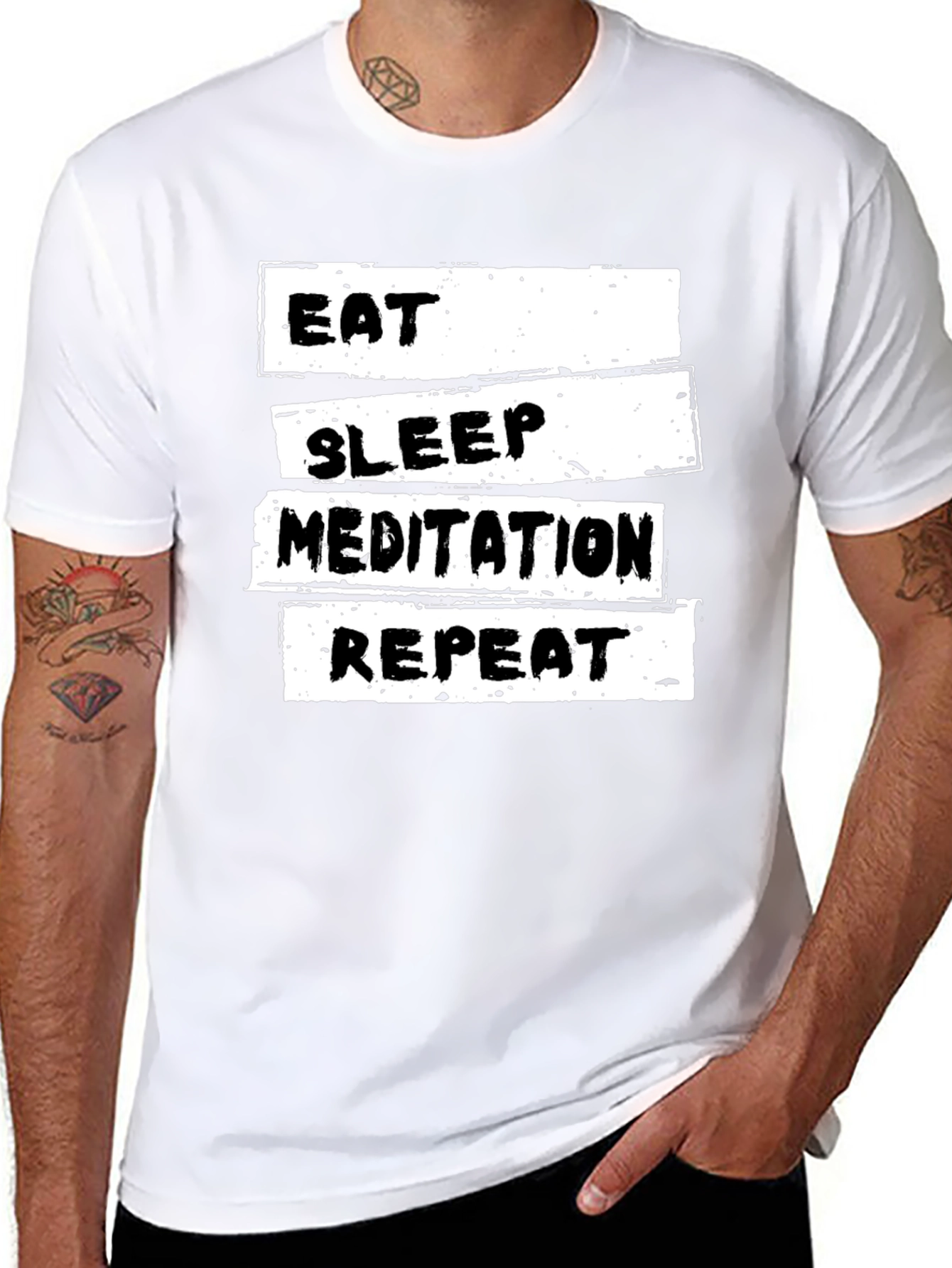 Eat Sleep Meditation Repeat Black T-Shirt