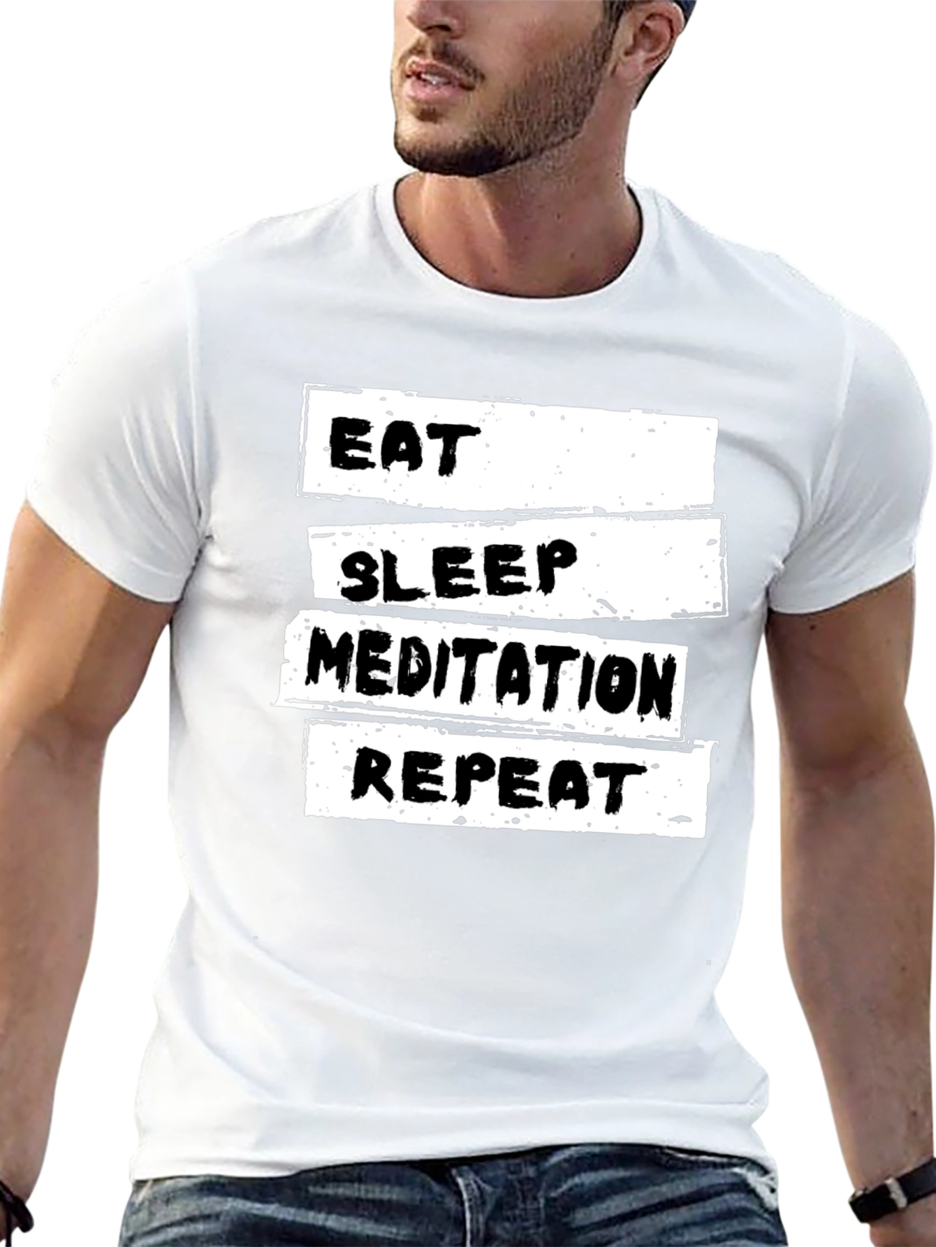 Eat Sleep Meditation Repeat Black T-Shirt