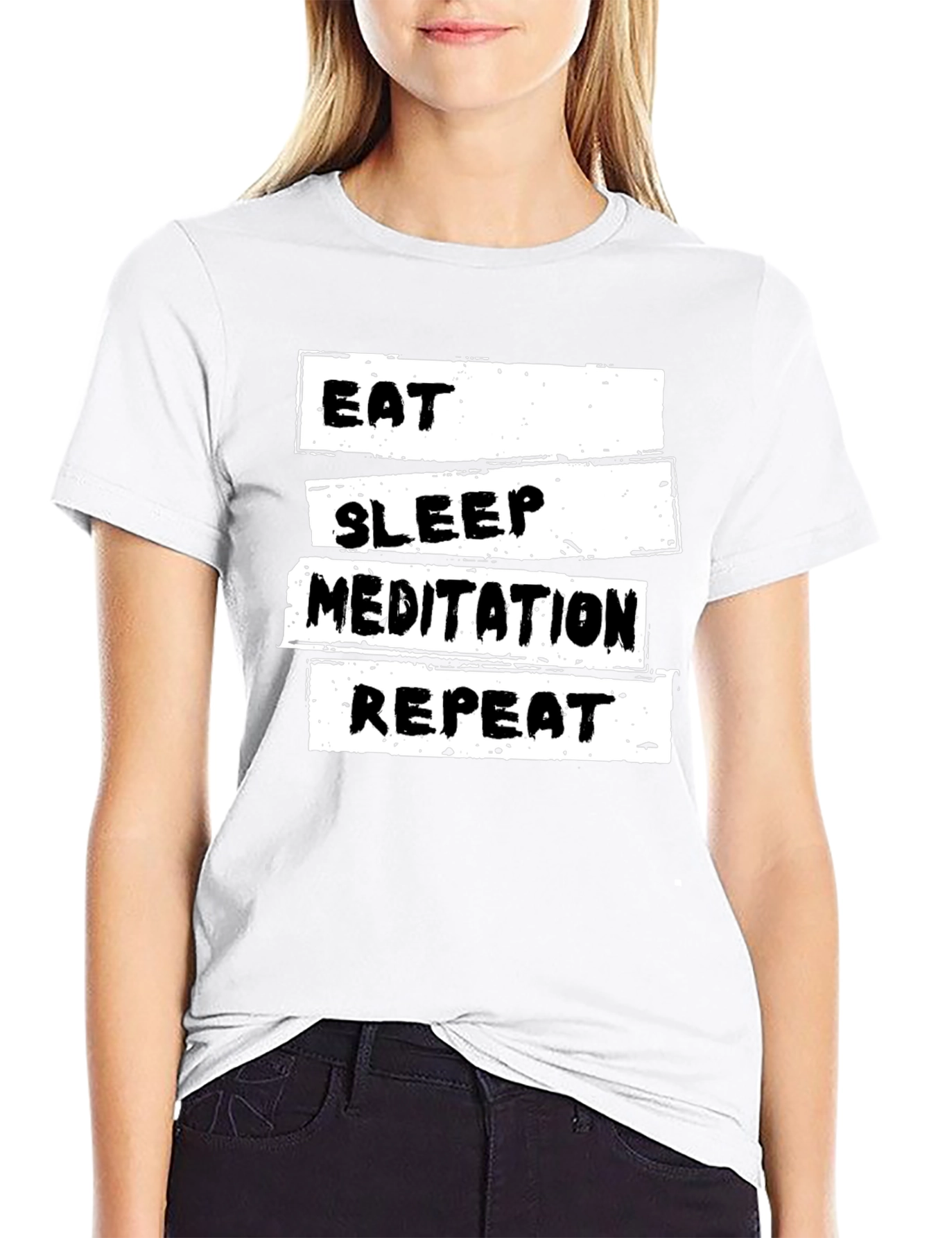 Eat Sleep Meditation Repeat Black T-Shirt