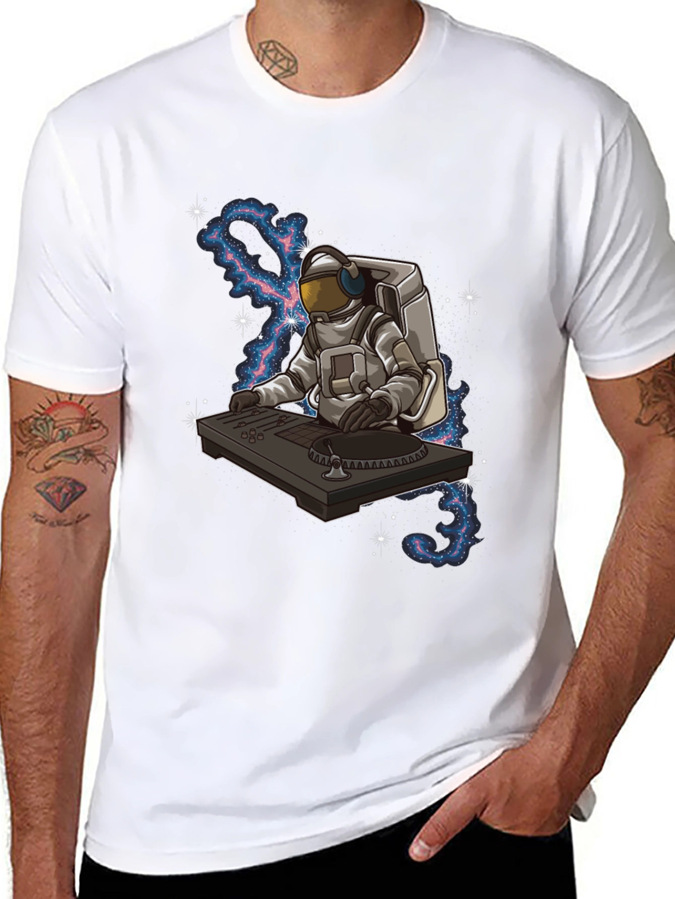 DJ Astronaut Graphic Tee - Black Cotton Blend