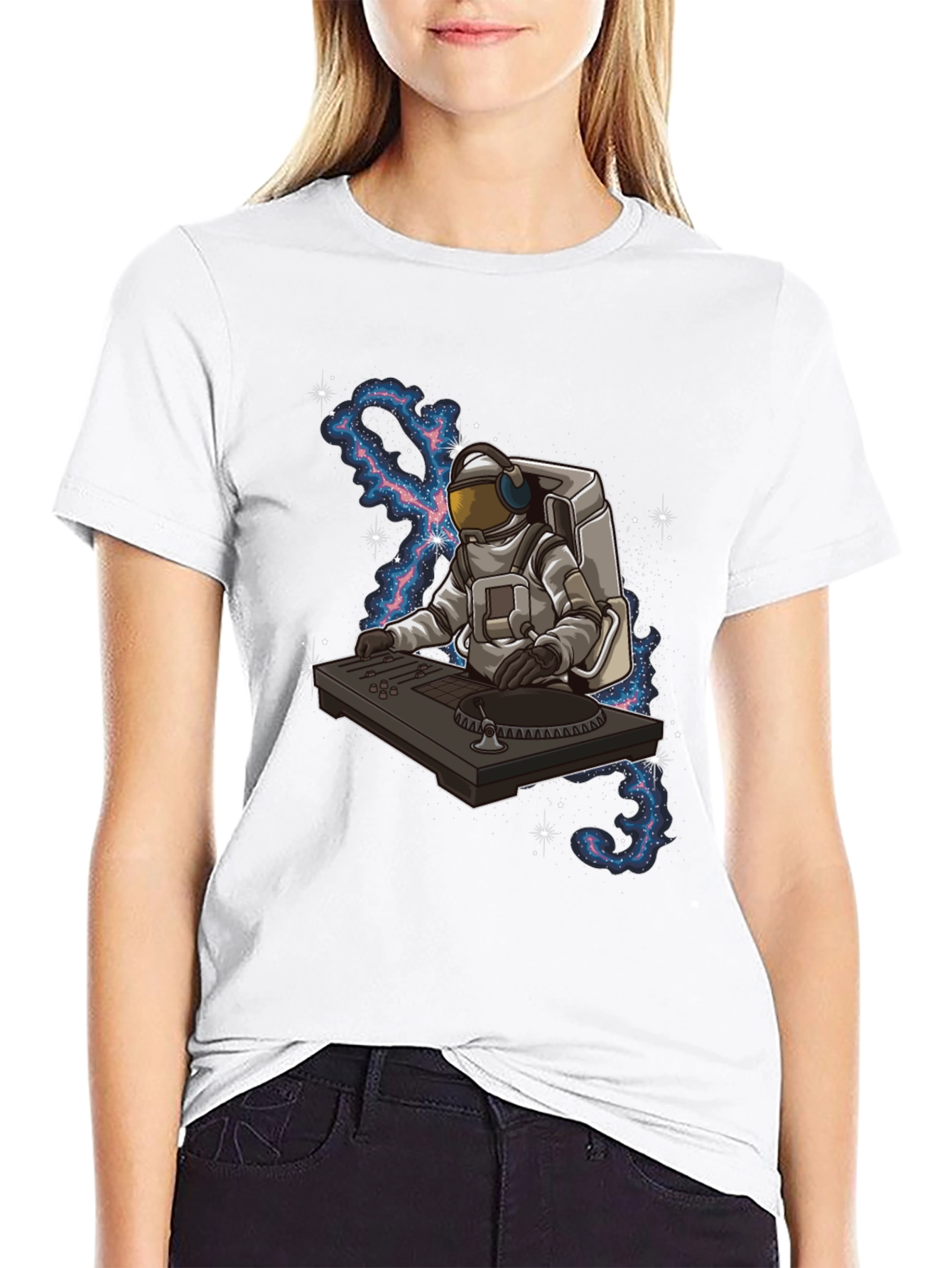 DJ Astronaut Graphic Tee - Black Cotton Blend