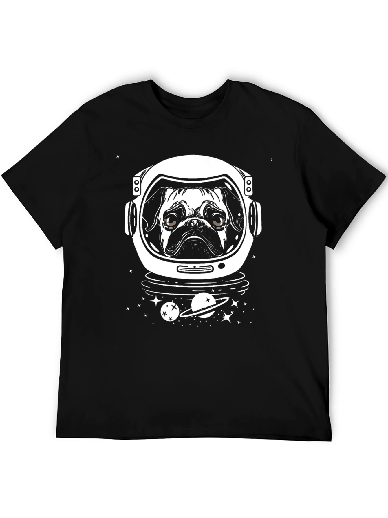 Pug Astronaut Black T-Shirt