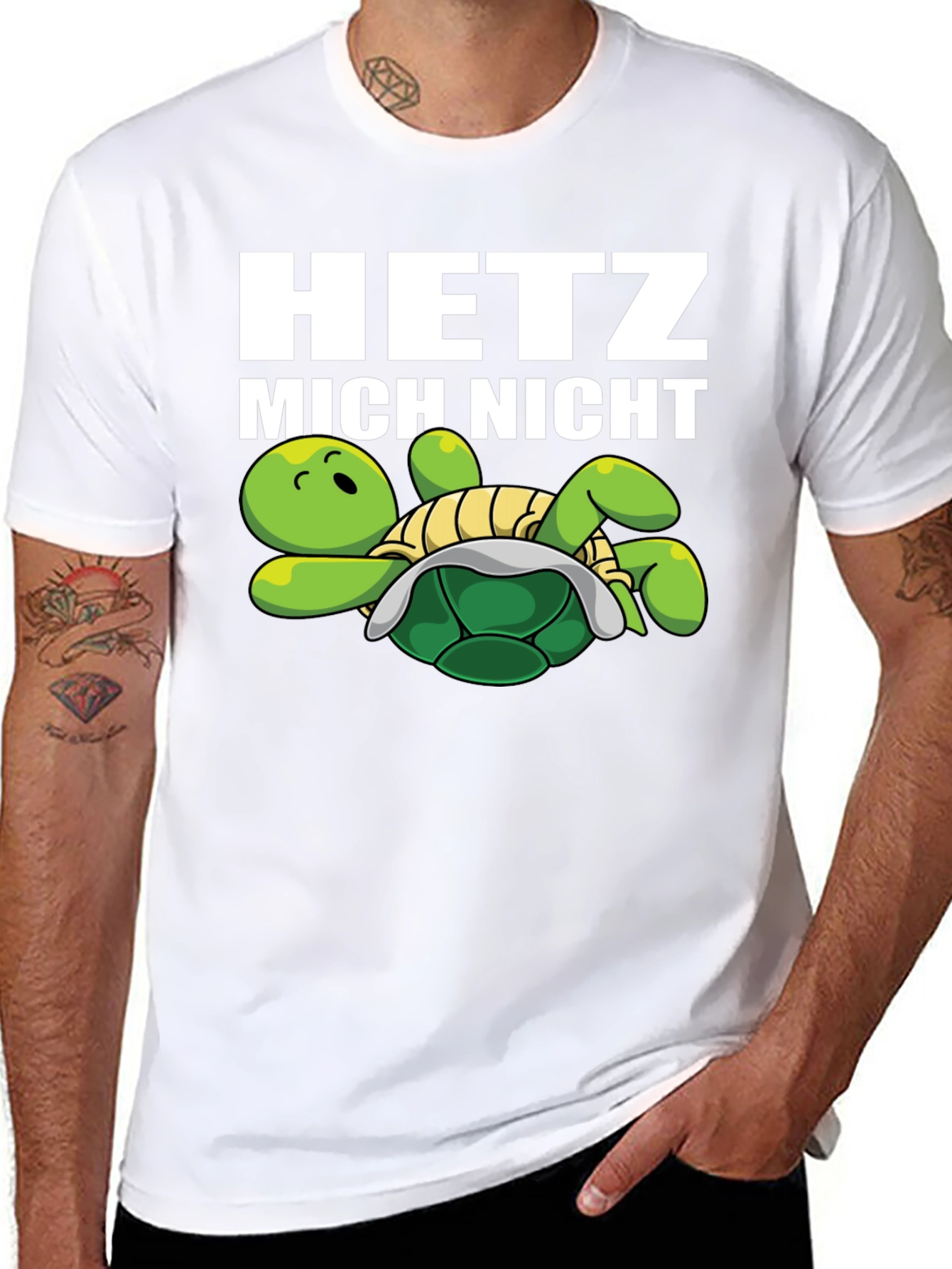 Hetz Mich Nicht Turtle Graphic Tee - Black