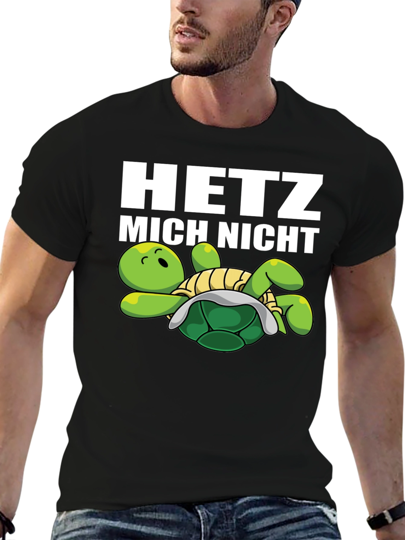 Hetz Mich Nicht Turtle Graphic Tee - Black