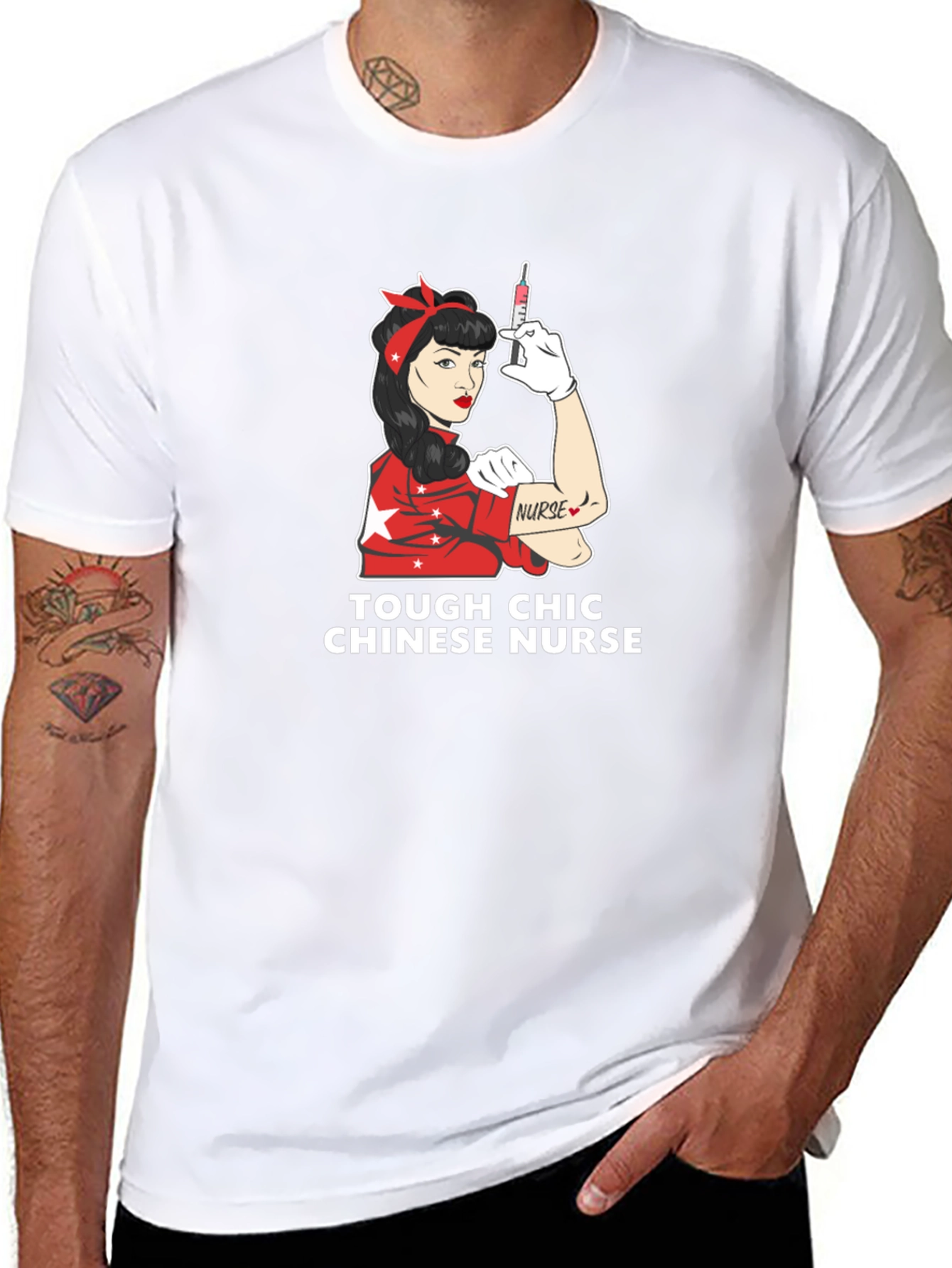 Tough Chic Chinese Nurse Graphic Tee