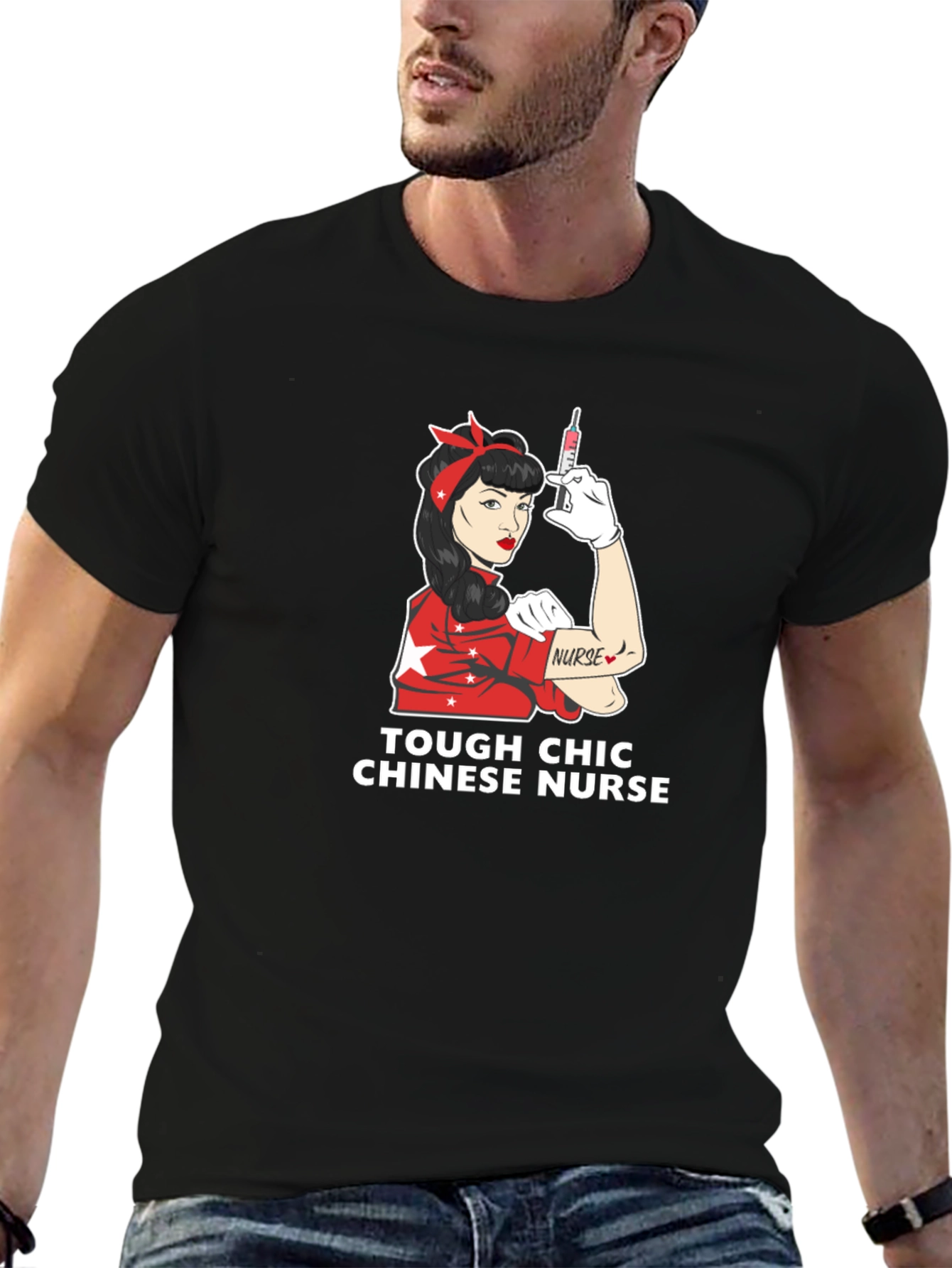 Tough Chic Chinese Nurse Graphic Tee