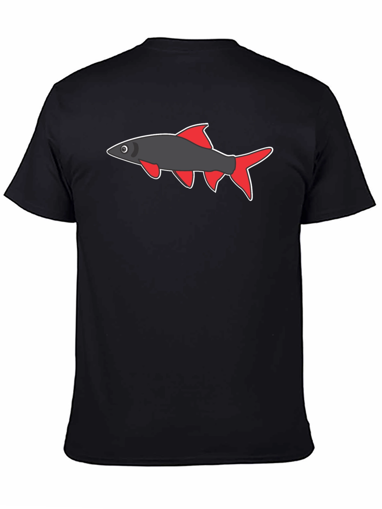 Black Tee with Cartoon Fish