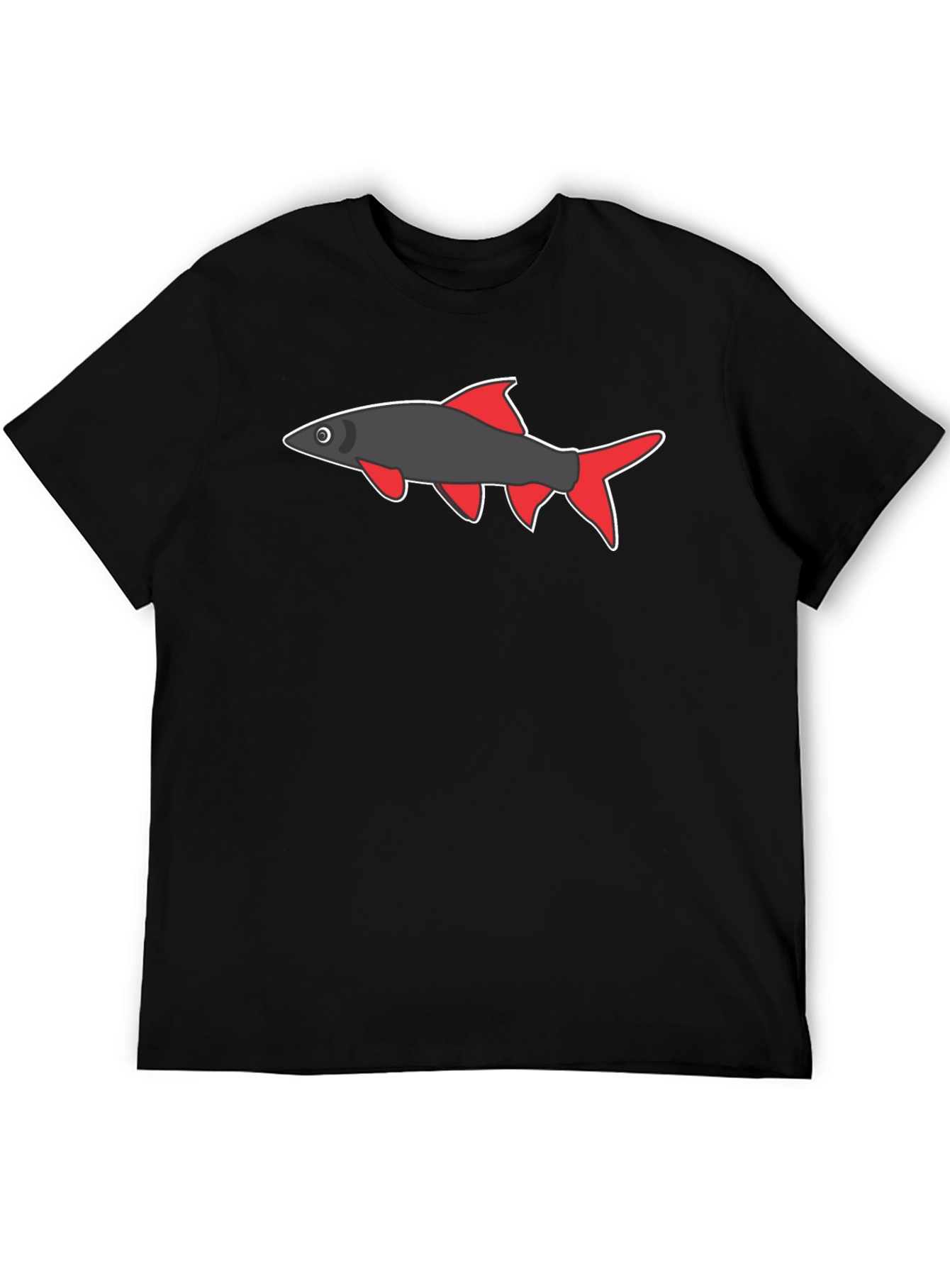 Black Tee with Cartoon Fish