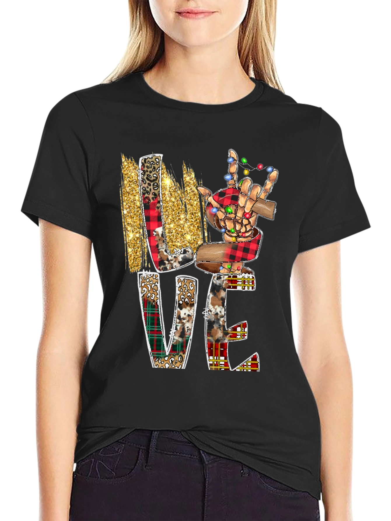 Love ASL Skeleton Hand Christmas T-Shirt