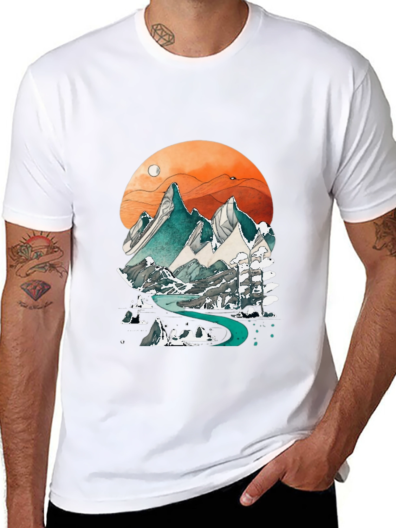 Mountain Graphic Print Mens Tee