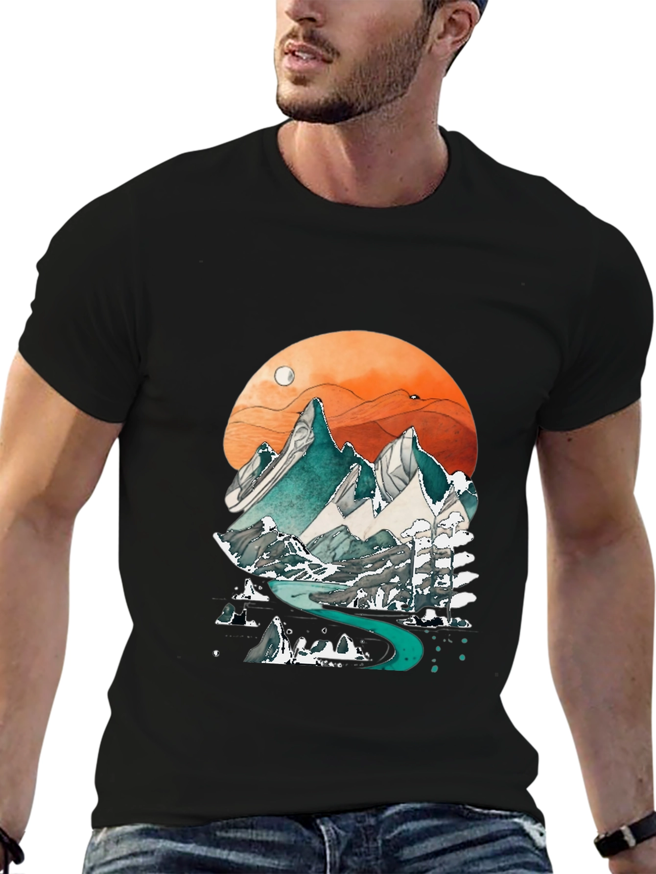 Mountain Graphic Print Mens Tee
