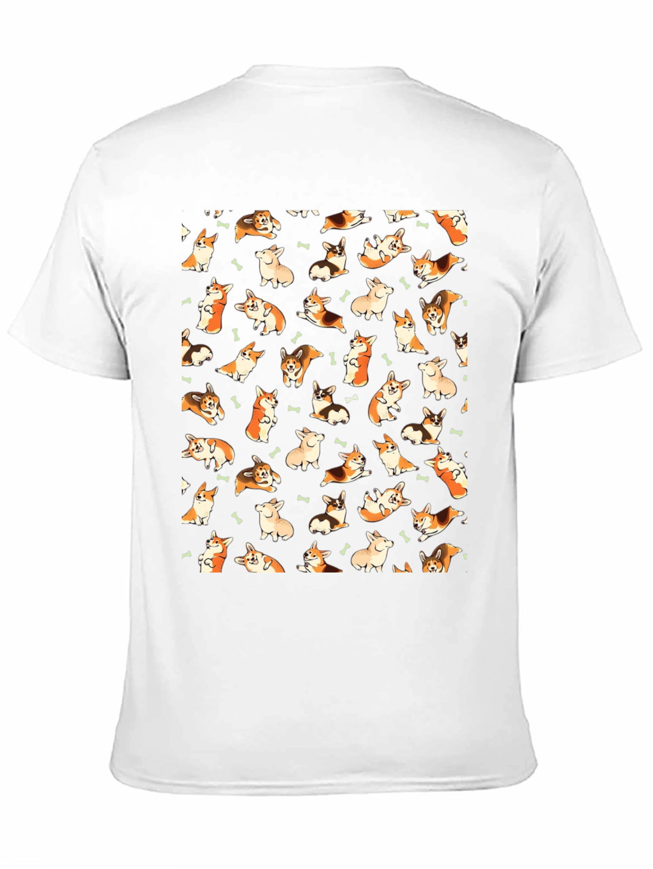 Corgi Dog Pattern Black T-Shirt