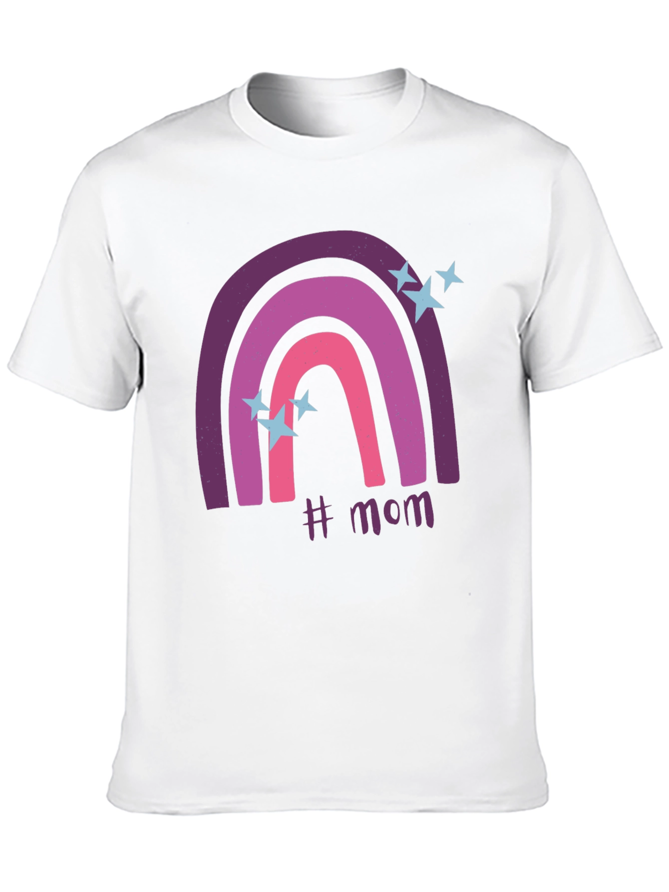 Trendy #Mom Rainbow Graphic Tee - Black Cotton T-Shirt