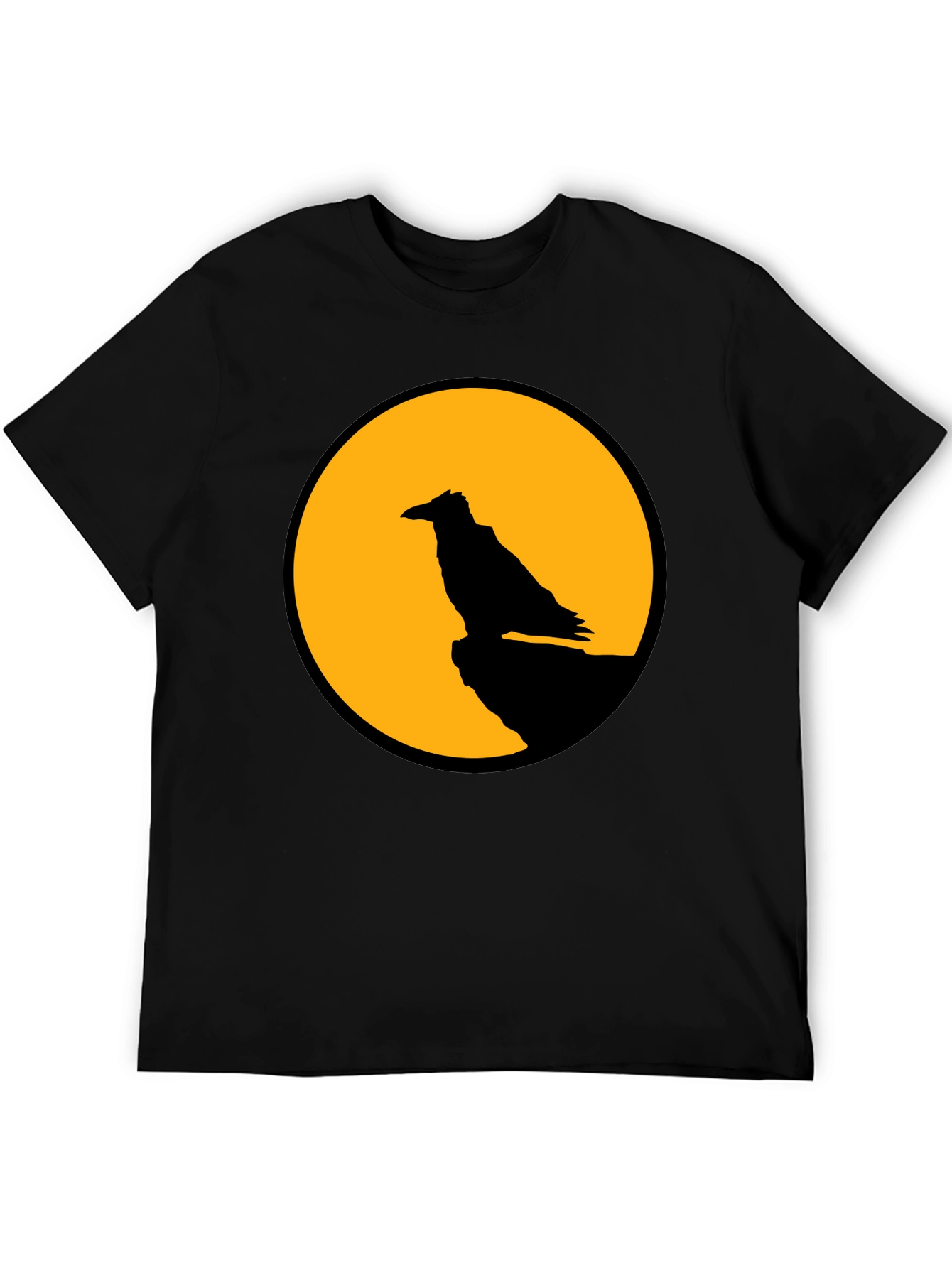 Raven Moon Graphic Tee - Black Cotton T-Shirt