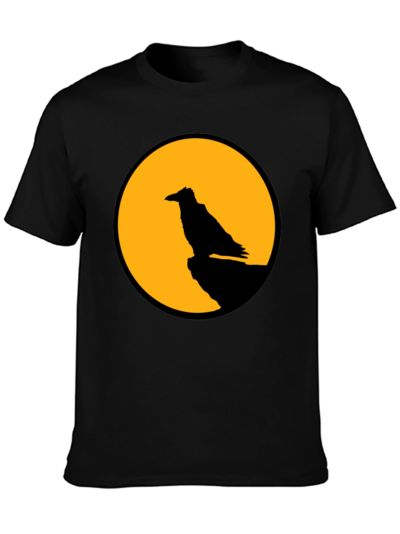 Raven Moon Graphic Tee - Black Cotton T-Shirt