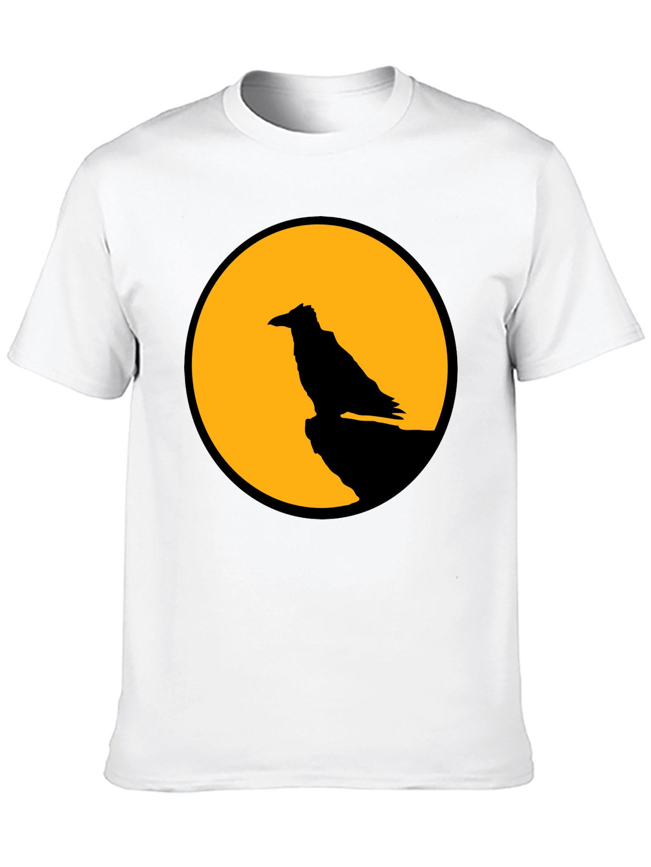 Raven Moon Graphic Tee - Black Cotton T-Shirt