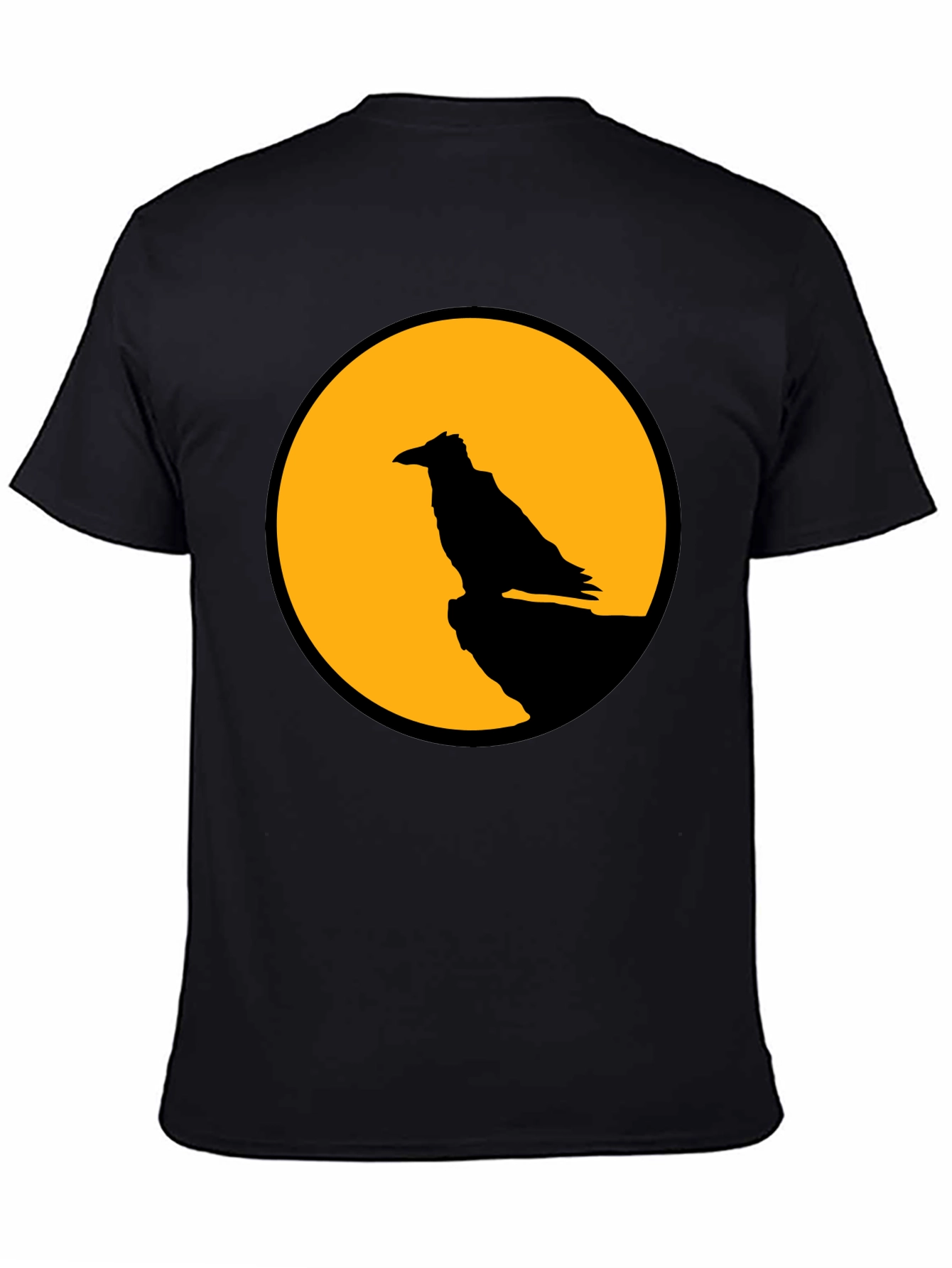 Raven Moon Graphic Tee - Black Cotton T-Shirt