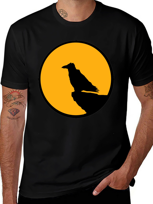 Raven Moon Graphic Tee - Black Cotton T-Shirt