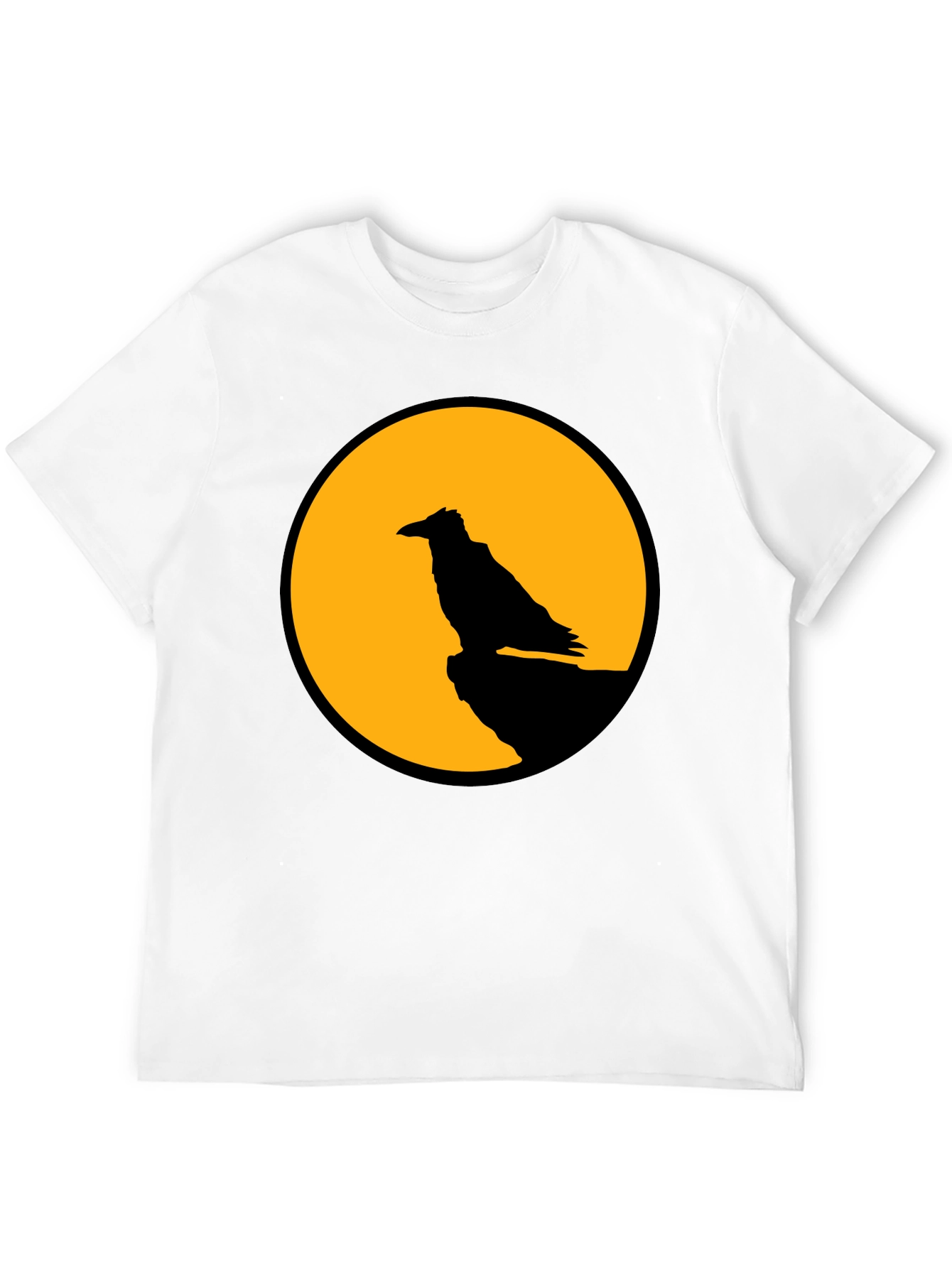 Raven Moon Graphic Tee - Black Cotton T-Shirt
