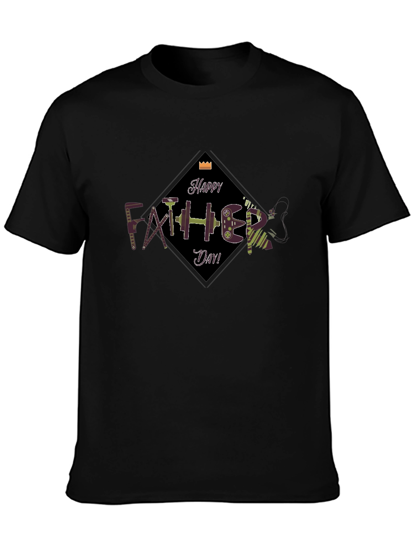 Happy Fathers Day Black Graphic Tee