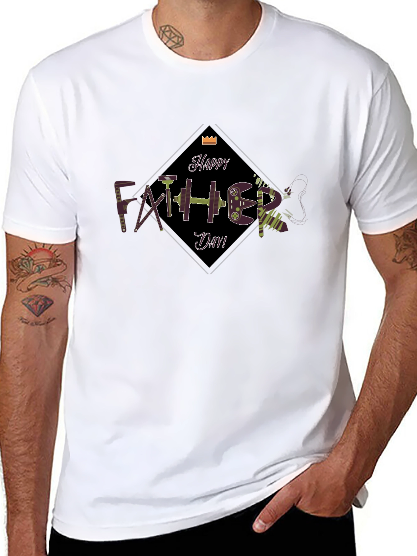 Happy Fathers Day Black Graphic Tee