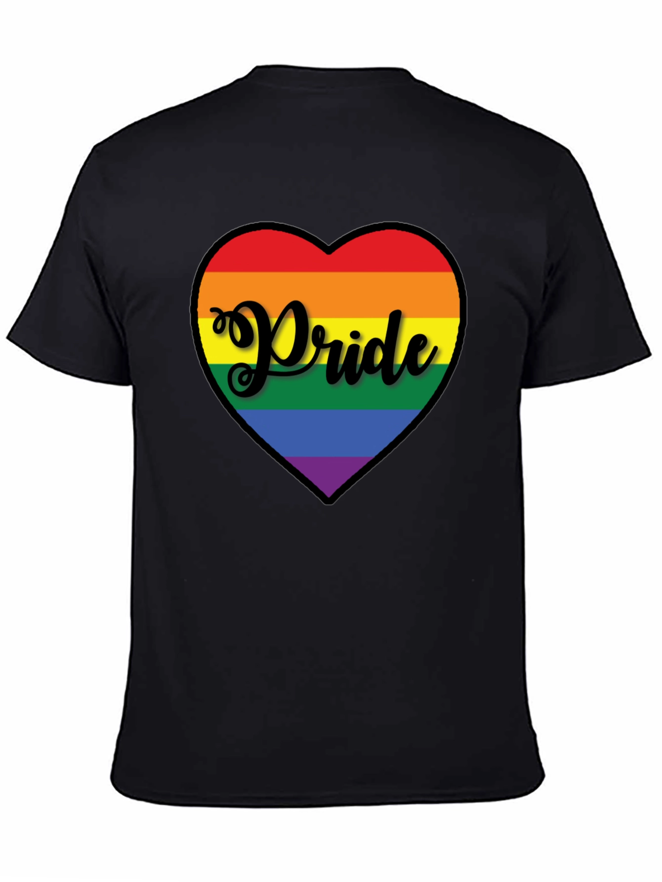 Pride Heart Graphic Tee - Black Cotton T-Shirt