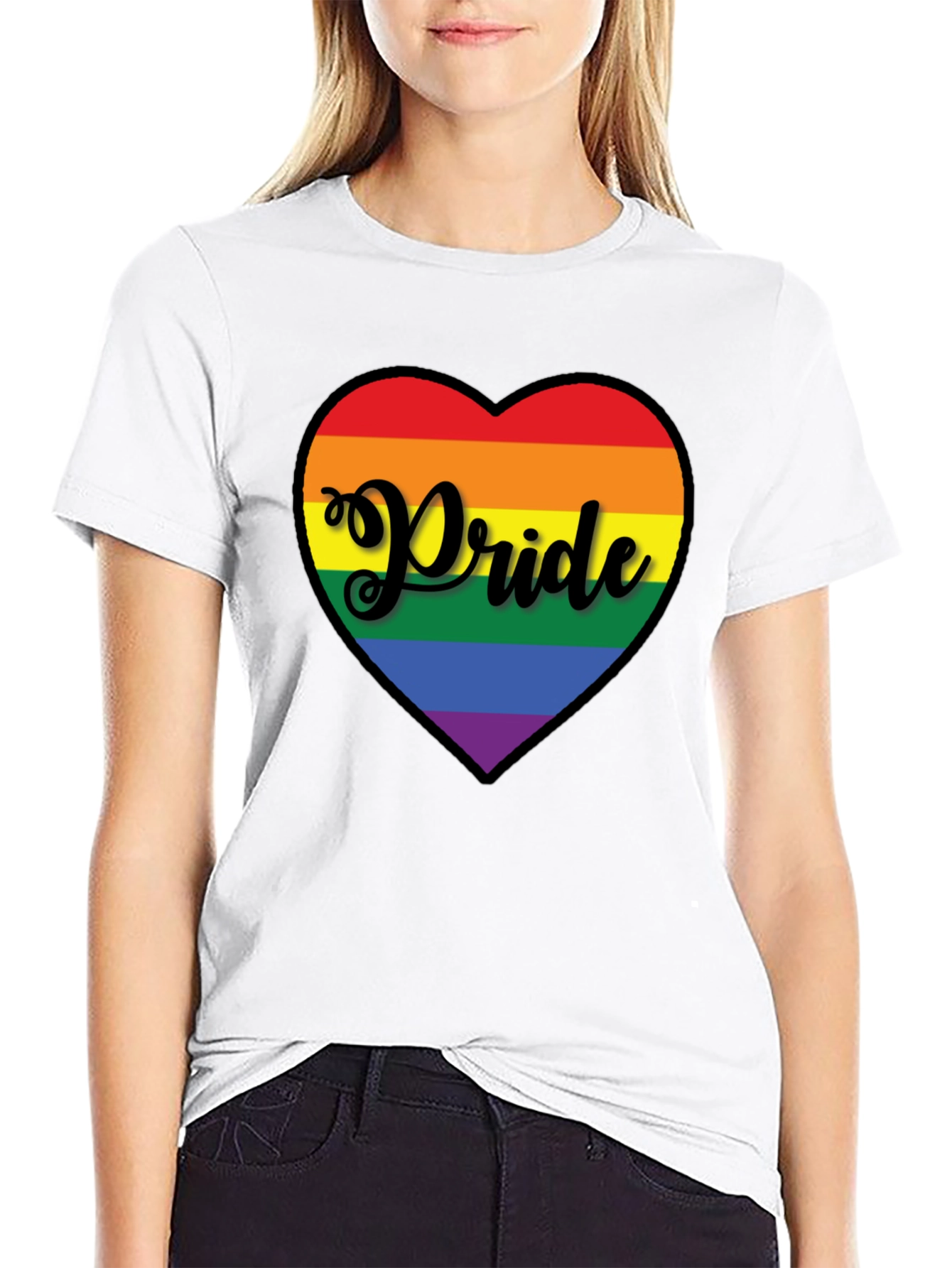 Pride Heart Graphic Tee - Black Cotton T-Shirt