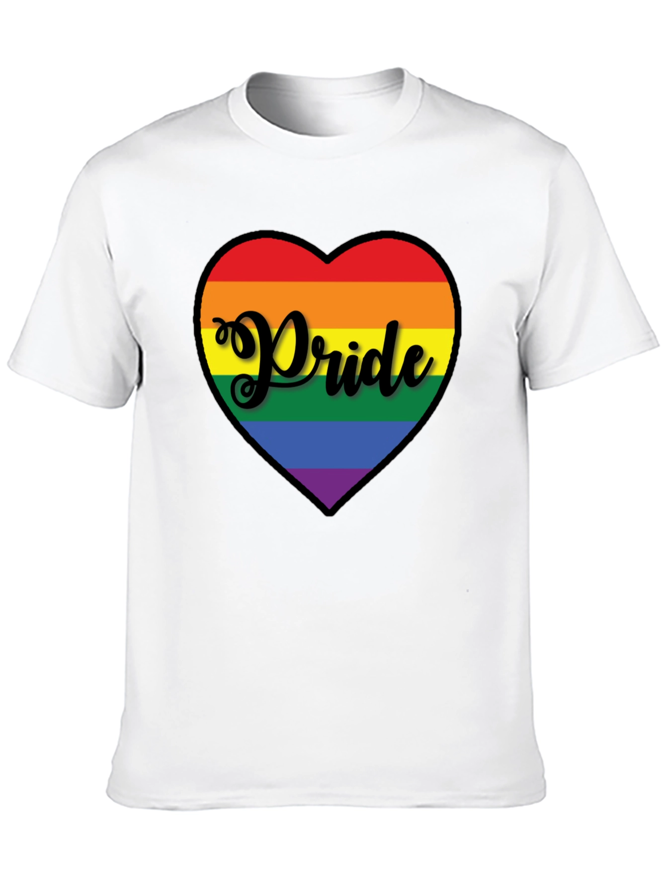 Pride Heart Graphic Tee - Black Cotton T-Shirt