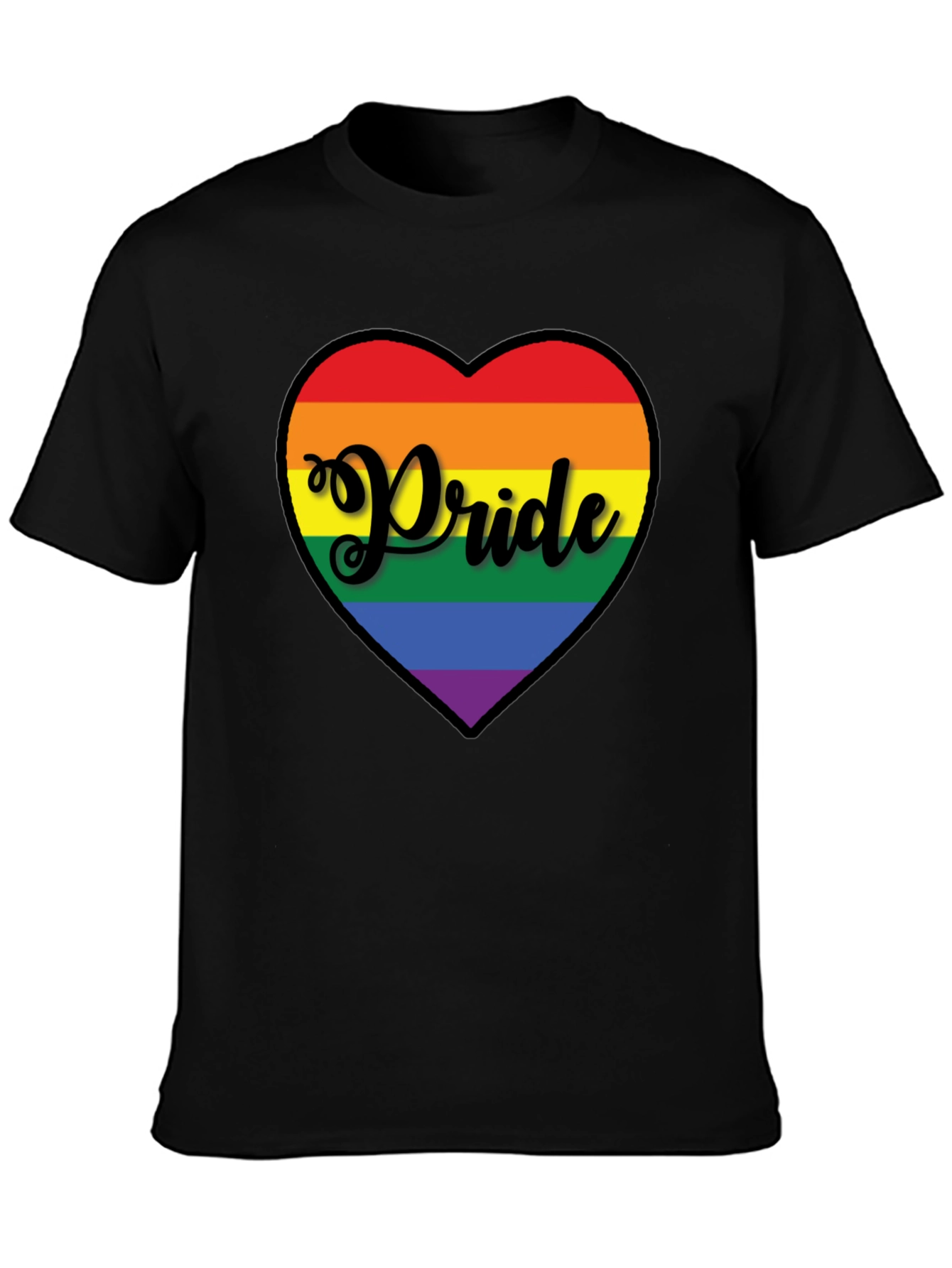 Pride Heart Graphic Tee - Black Cotton T-Shirt