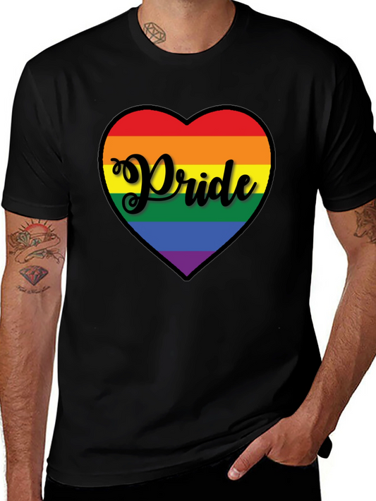 Pride Heart Graphic Tee - Black Cotton T-Shirt