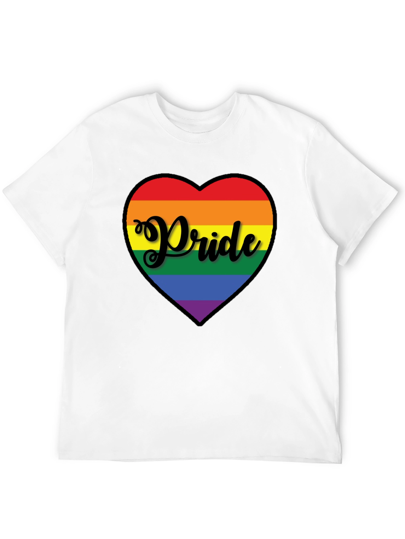 Pride Heart Graphic Tee - Black Cotton T-Shirt