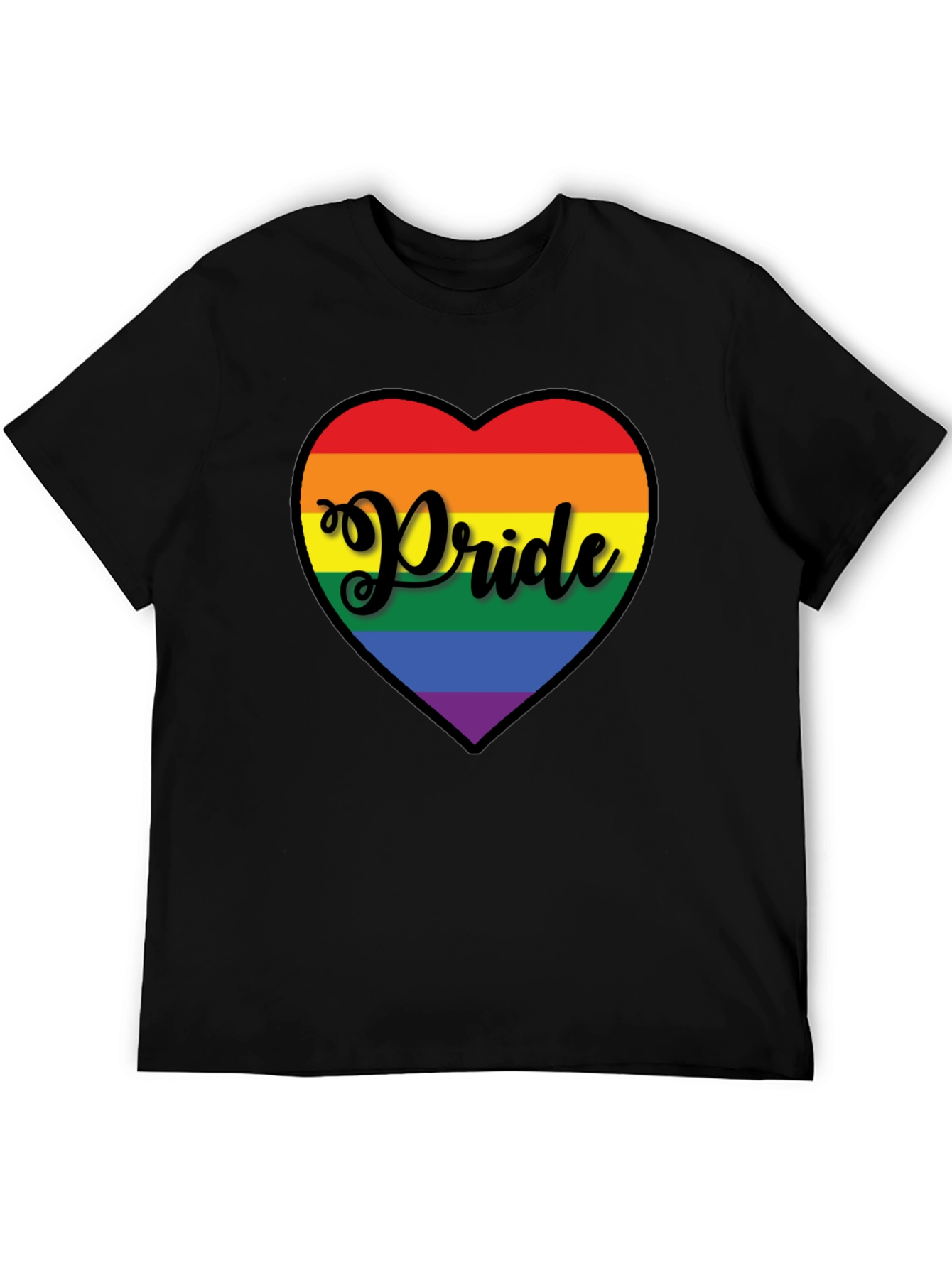 Pride Heart Graphic Tee - Black Cotton T-Shirt