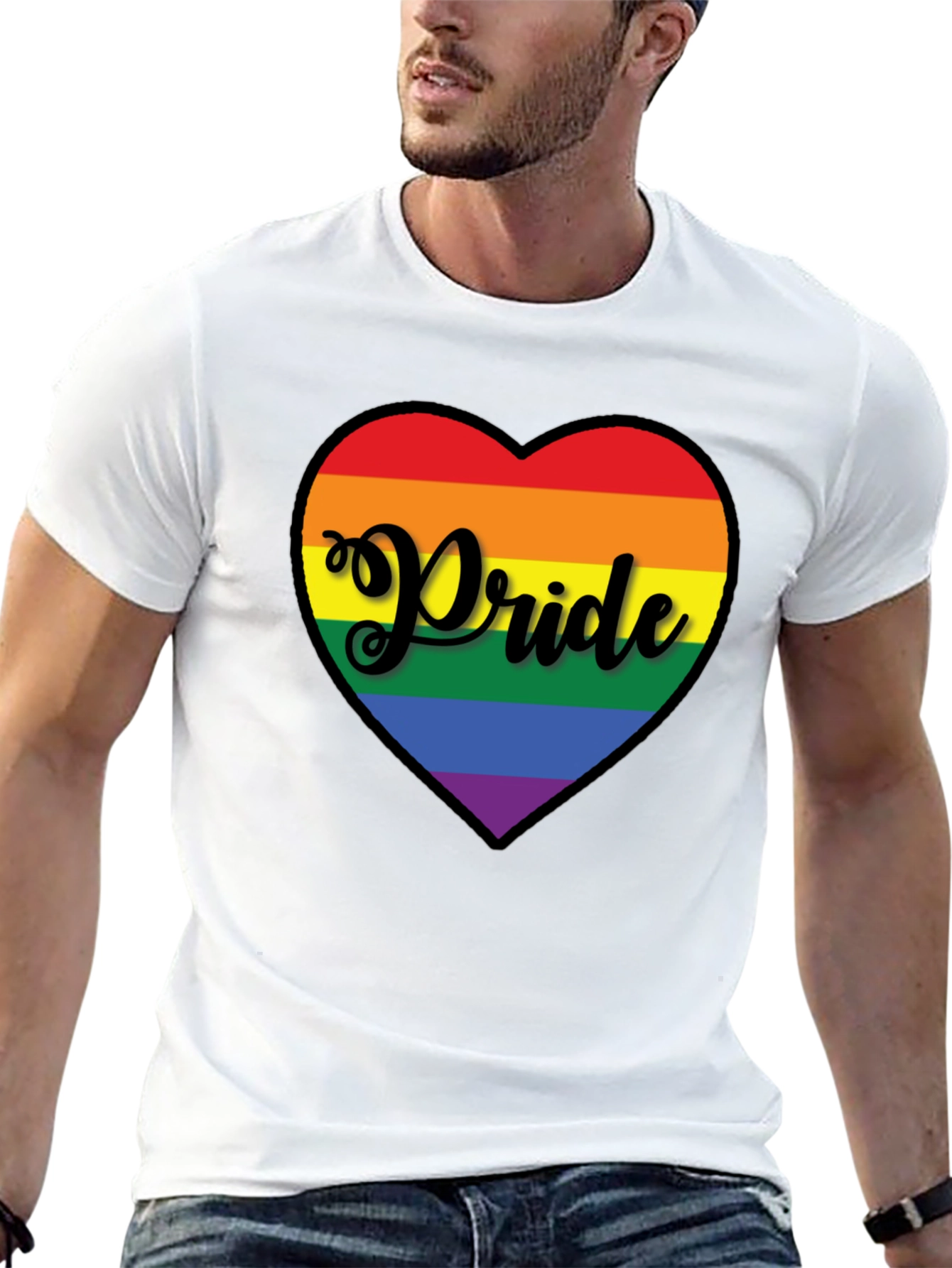 Pride Heart Graphic Tee - Black Cotton T-Shirt