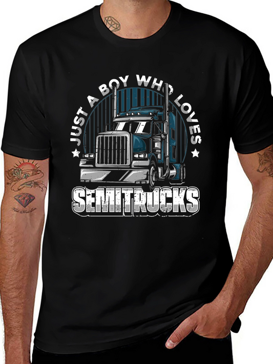 Boy Who Loves Semitrucks T-Shirt | Trucker Tee