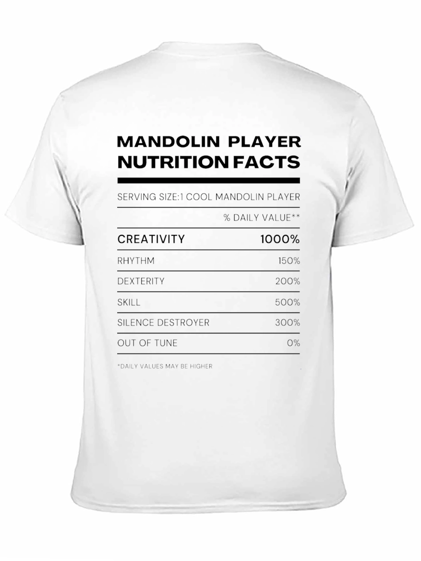 Mandolin Player Nutrition Facts Graphic T-Shirt
