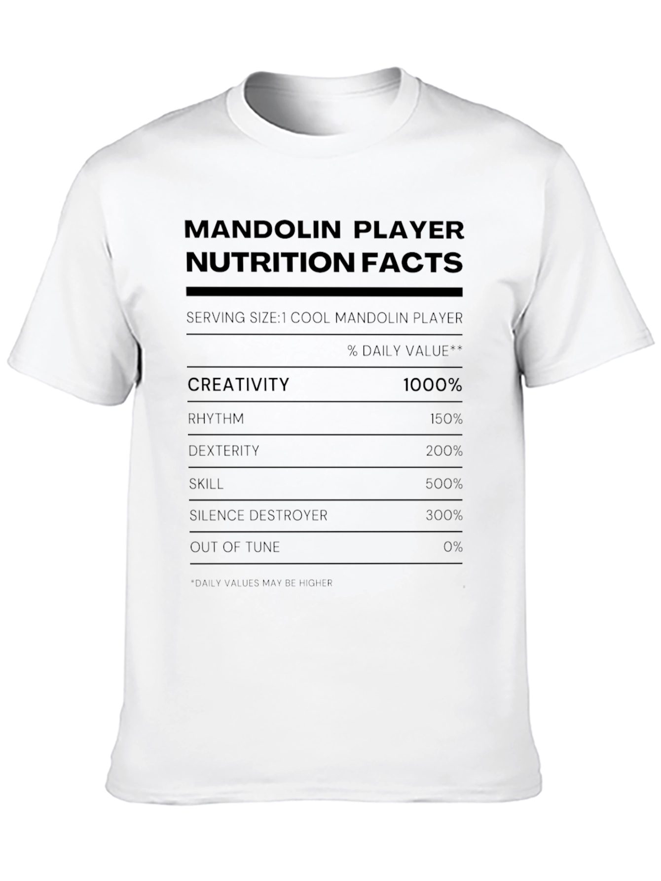 Mandolin Player Nutrition Facts Graphic T-Shirt