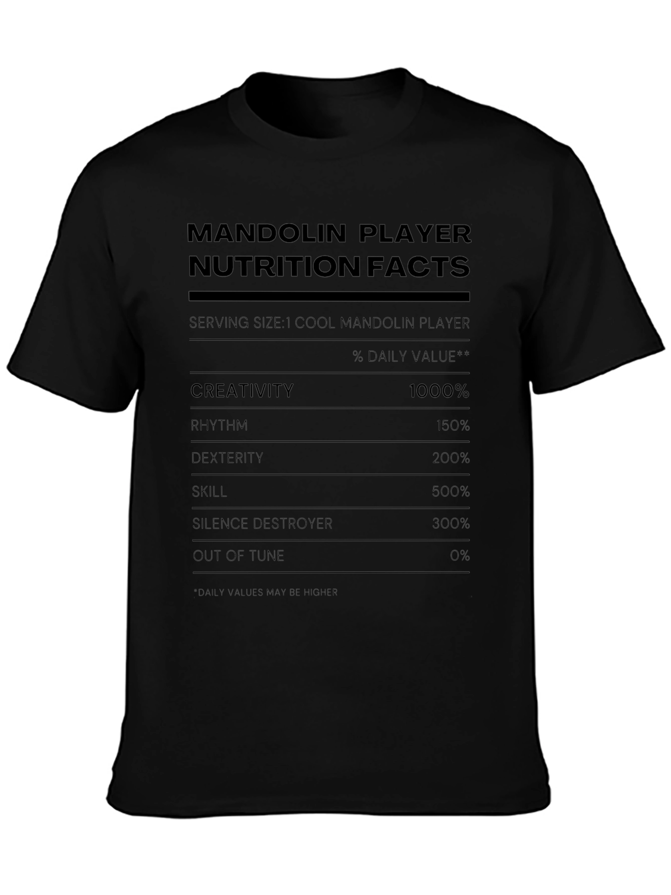 Mandolin Player Nutrition Facts Graphic T-Shirt