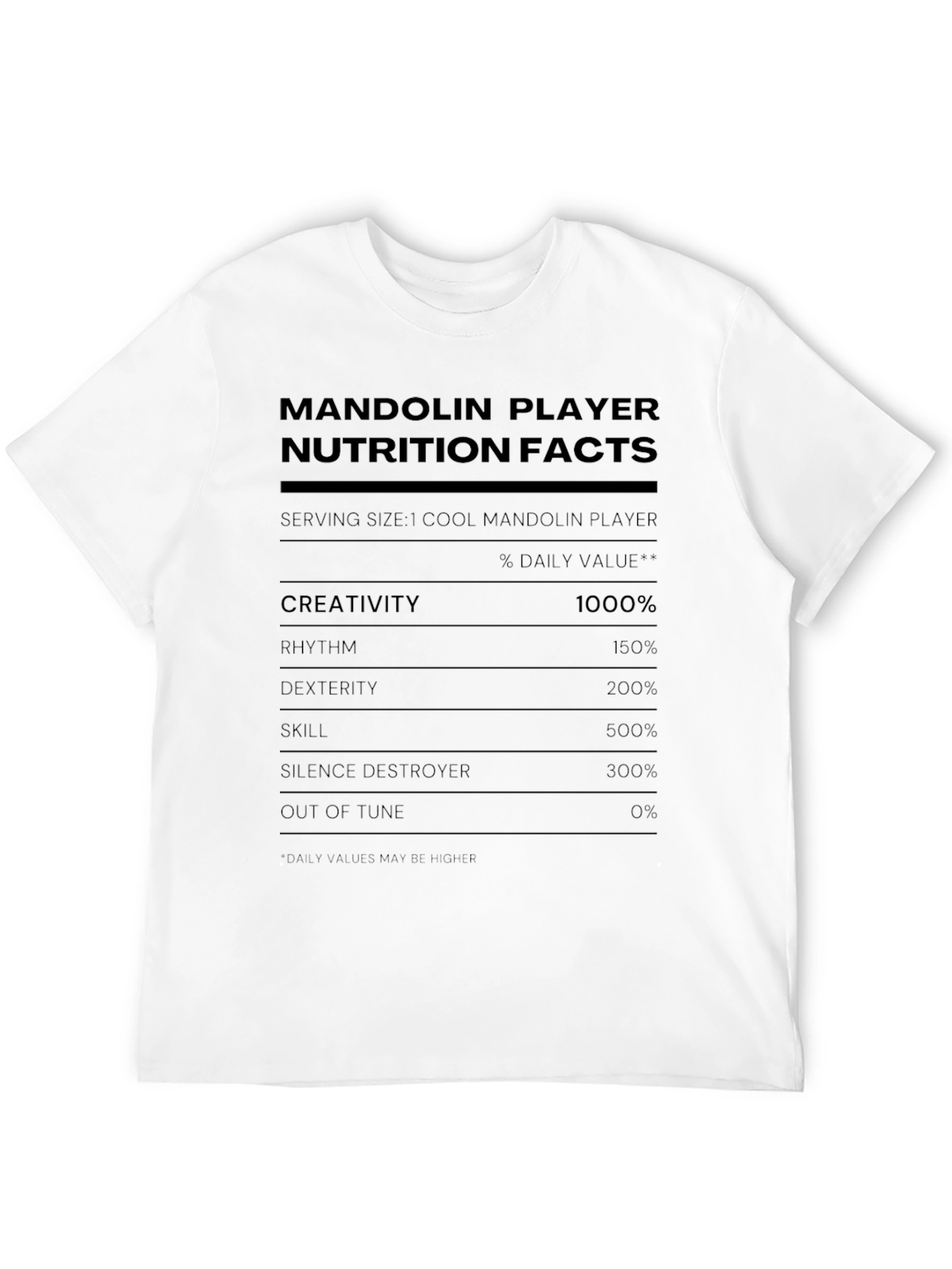 Mandolin Player Nutrition Facts Graphic T-Shirt