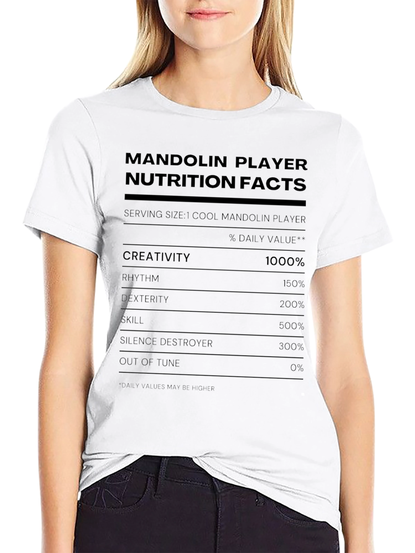 Mandolin Player Nutrition Facts Graphic T-Shirt