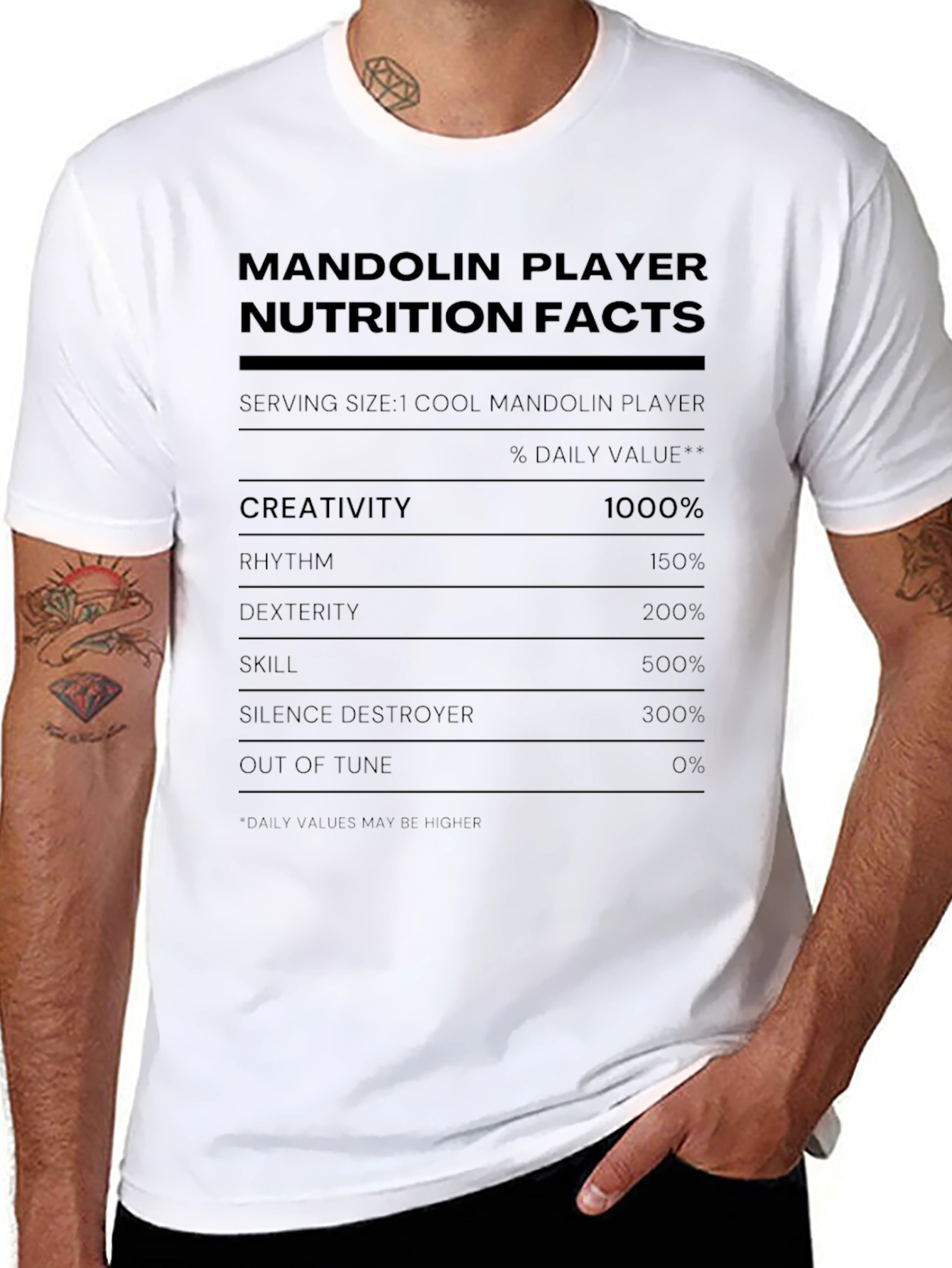 Mandolin Player Nutrition Facts Graphic T-Shirt