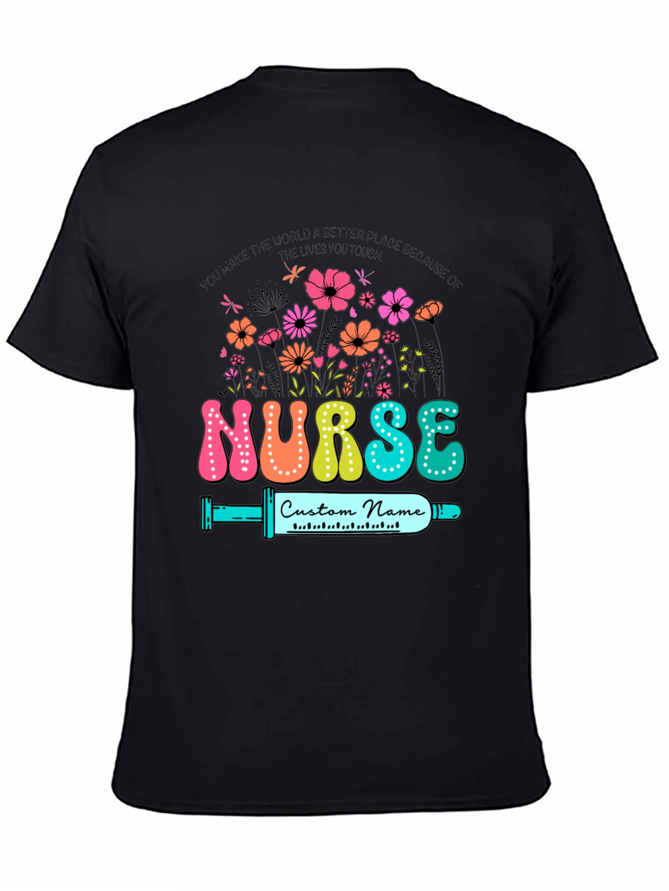 Floral Nurse Custom Name T-Shirt
