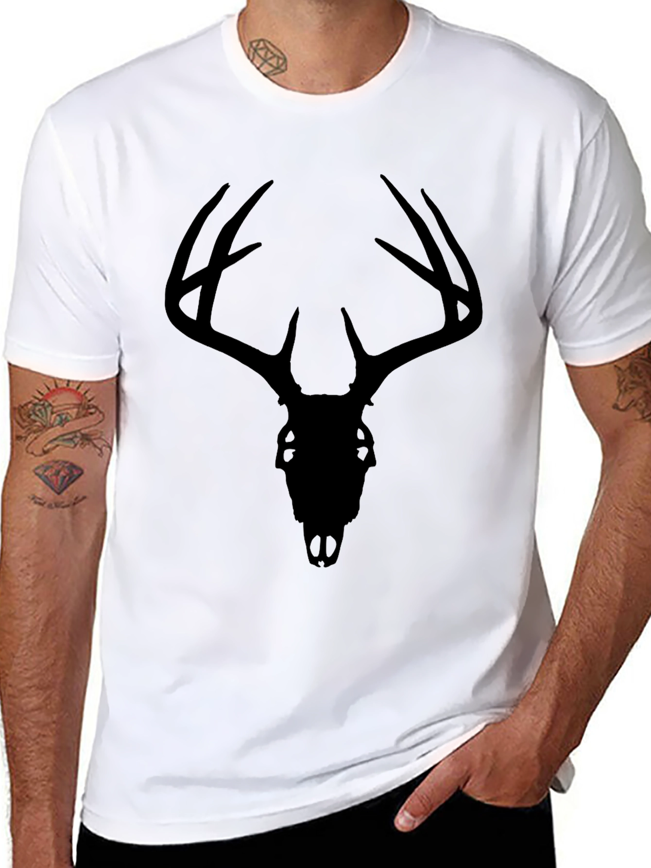 Deer Skull Graphic Tee - Black